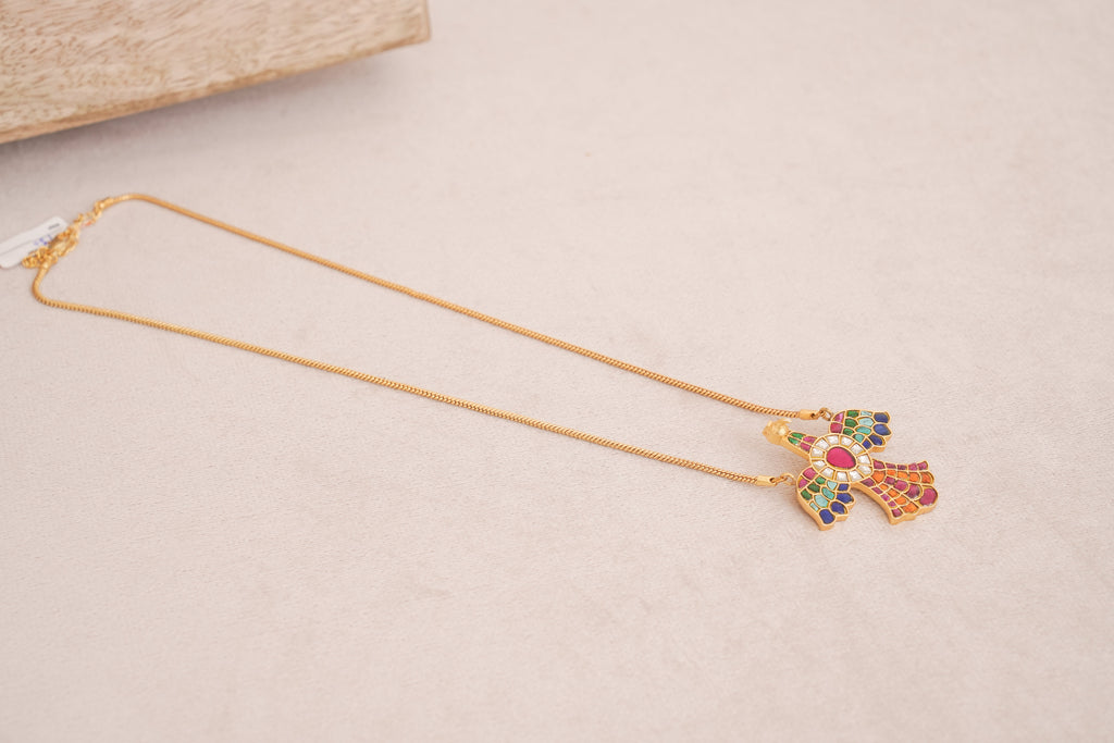 Multicolour Jadau Bird Motif Pendant