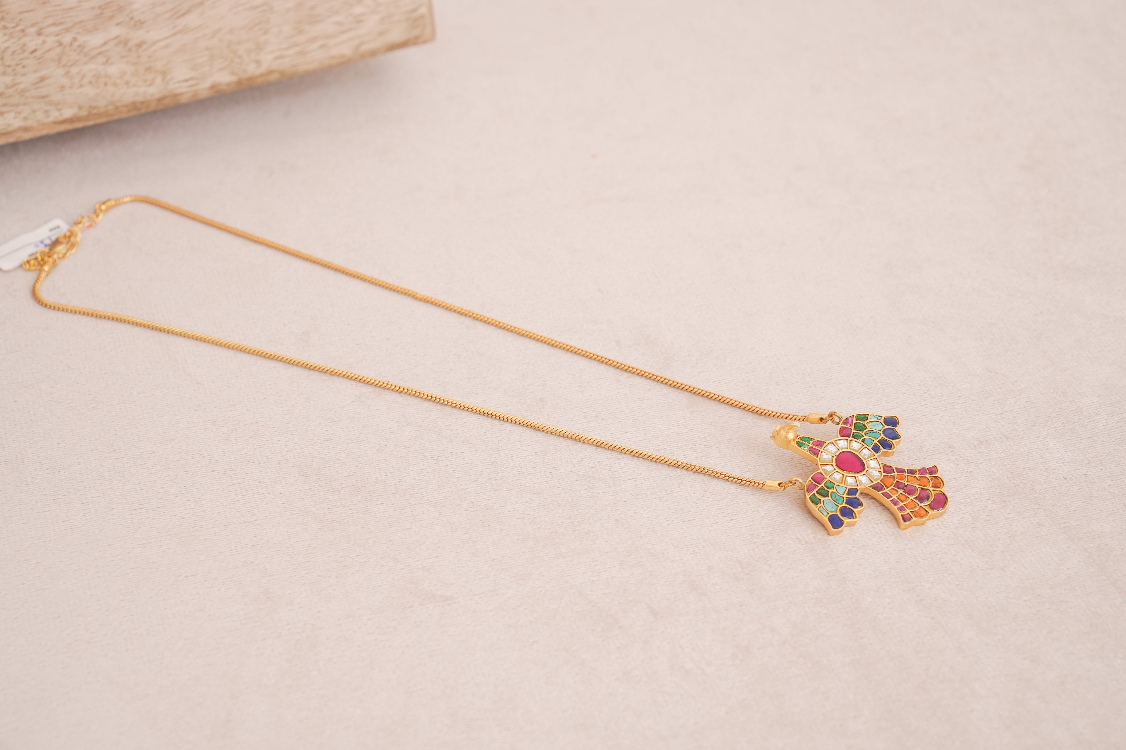 Multicolour Jadau Bird Motif Pendant