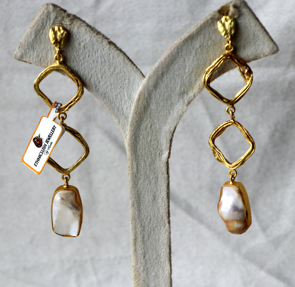 Pearl Infused Geometric Earrings