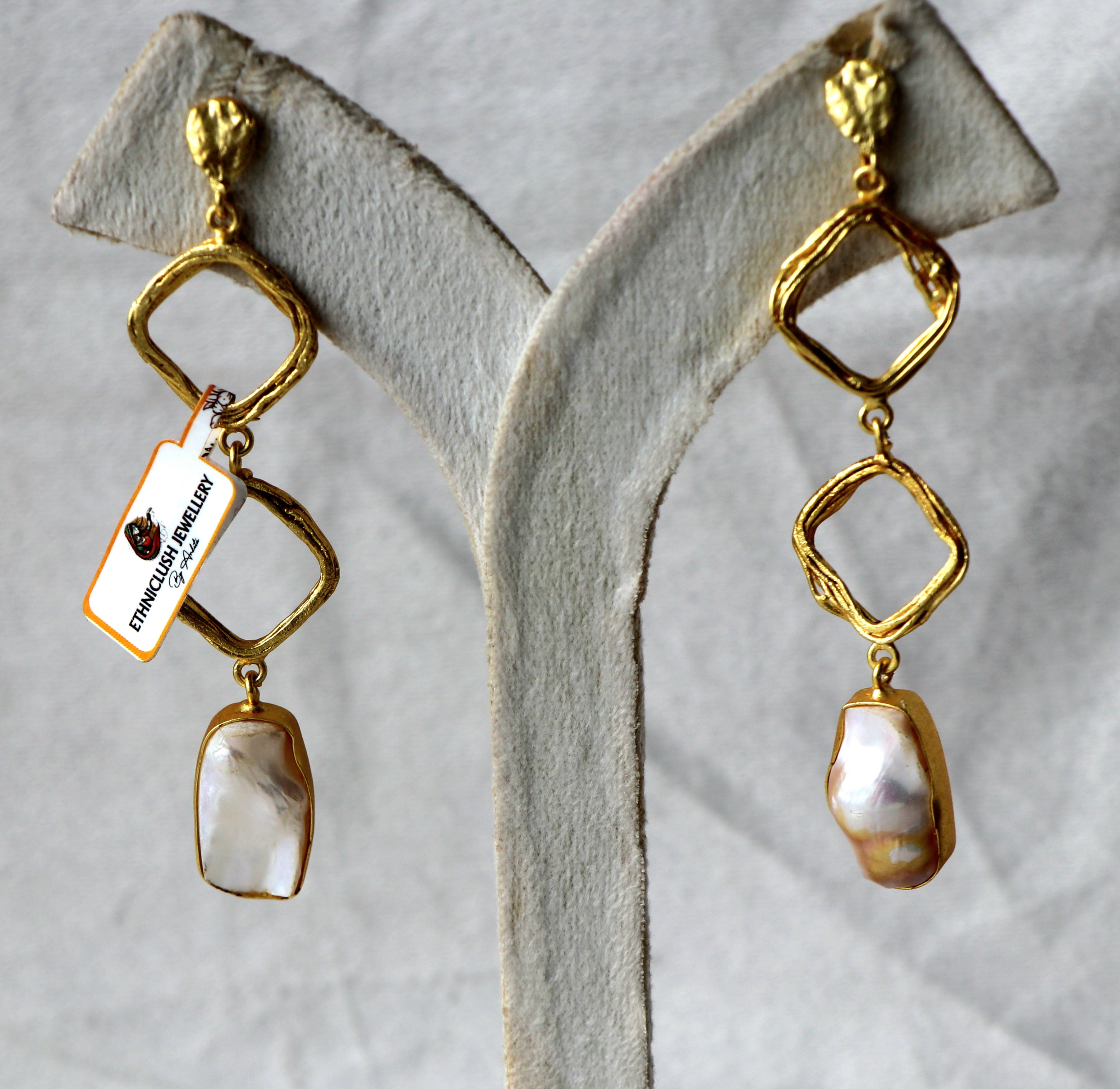 Pearl Infused Geometric Earrings