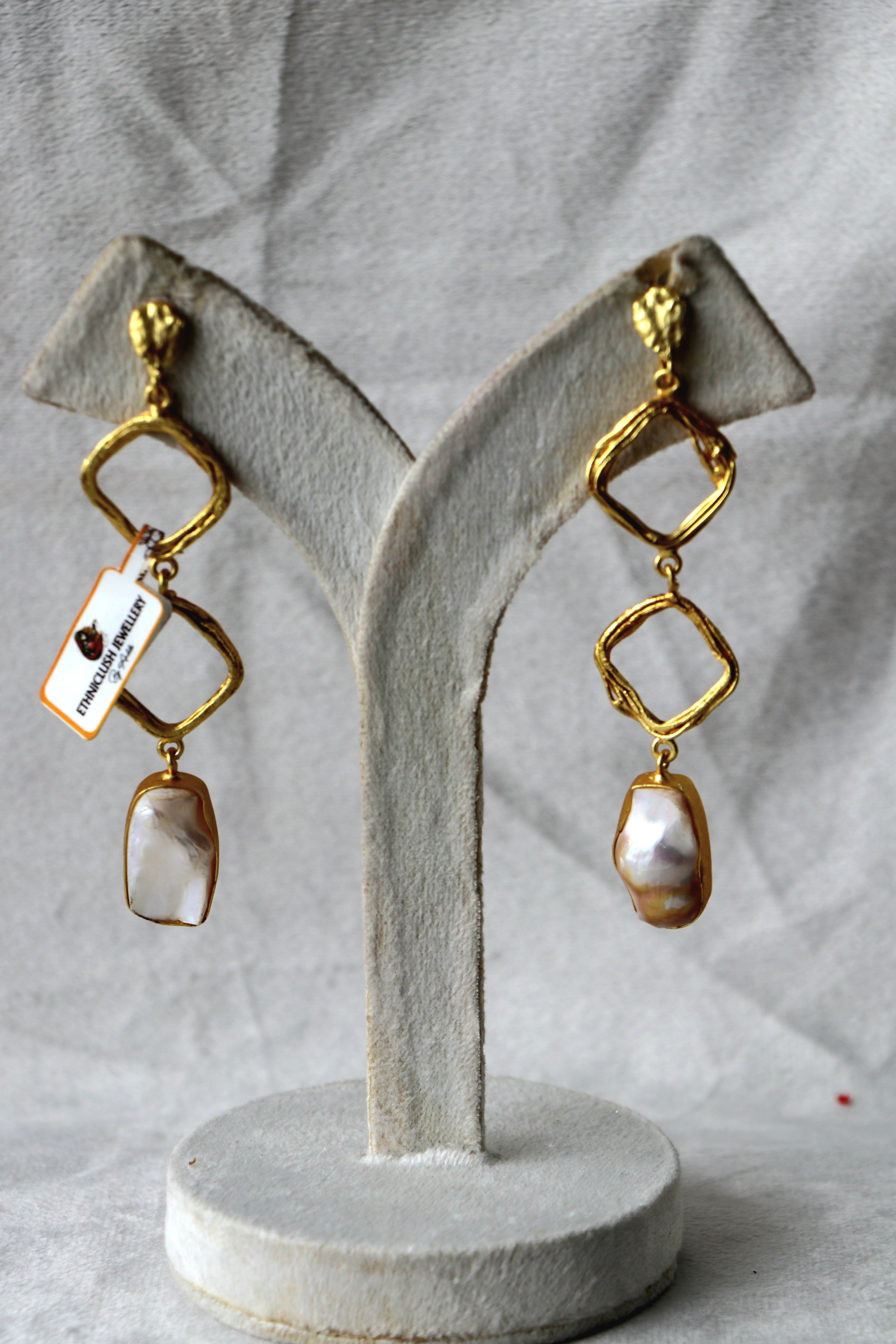 Pearl Infused Geometric Earrings