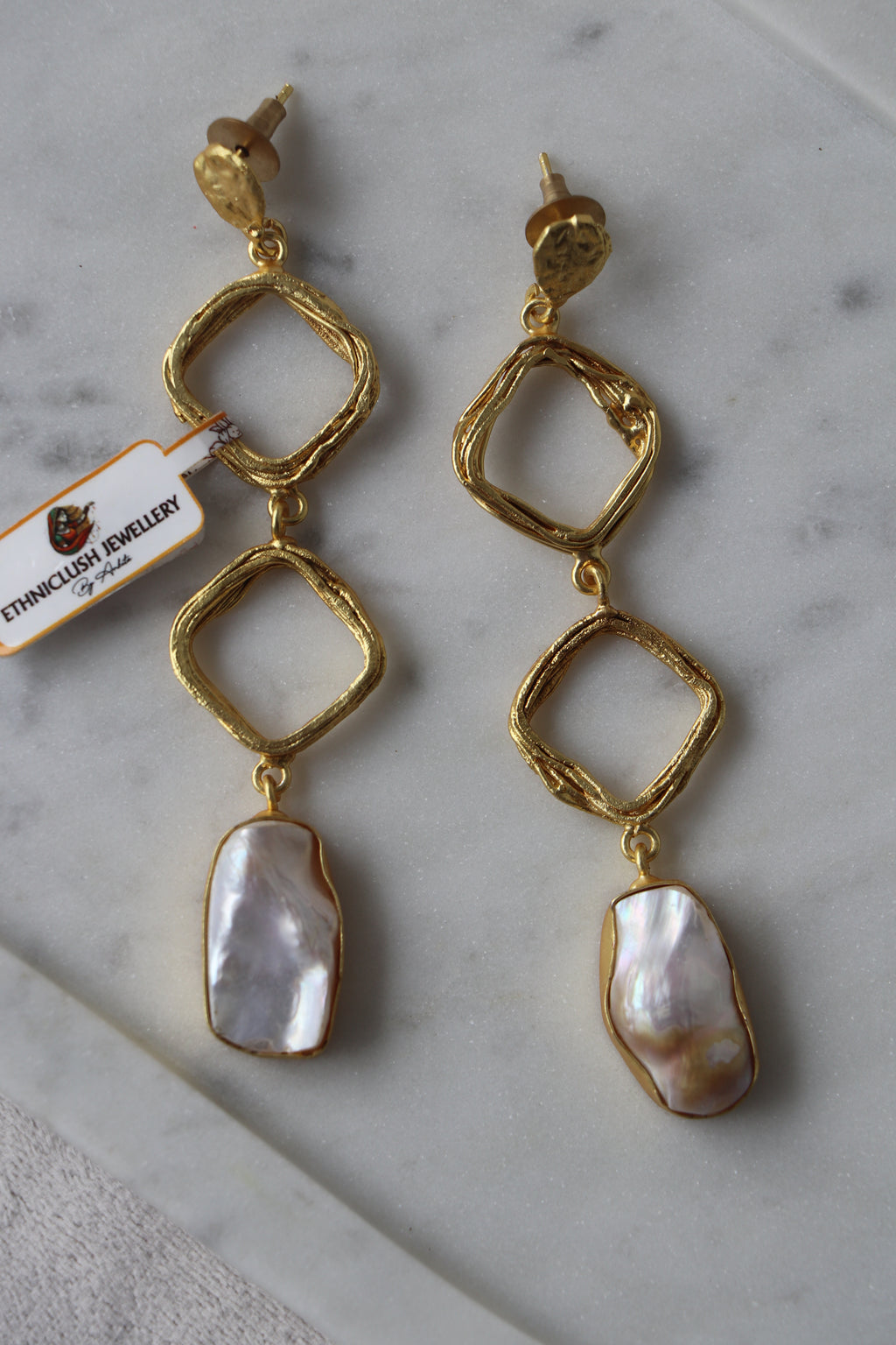 Pearl Infused Geometric Earrings