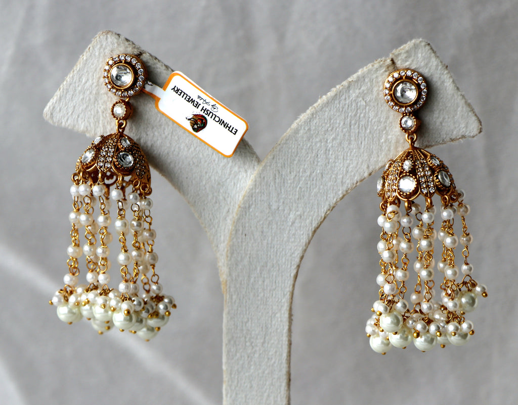 Pearl Cascade Kundan Earrings