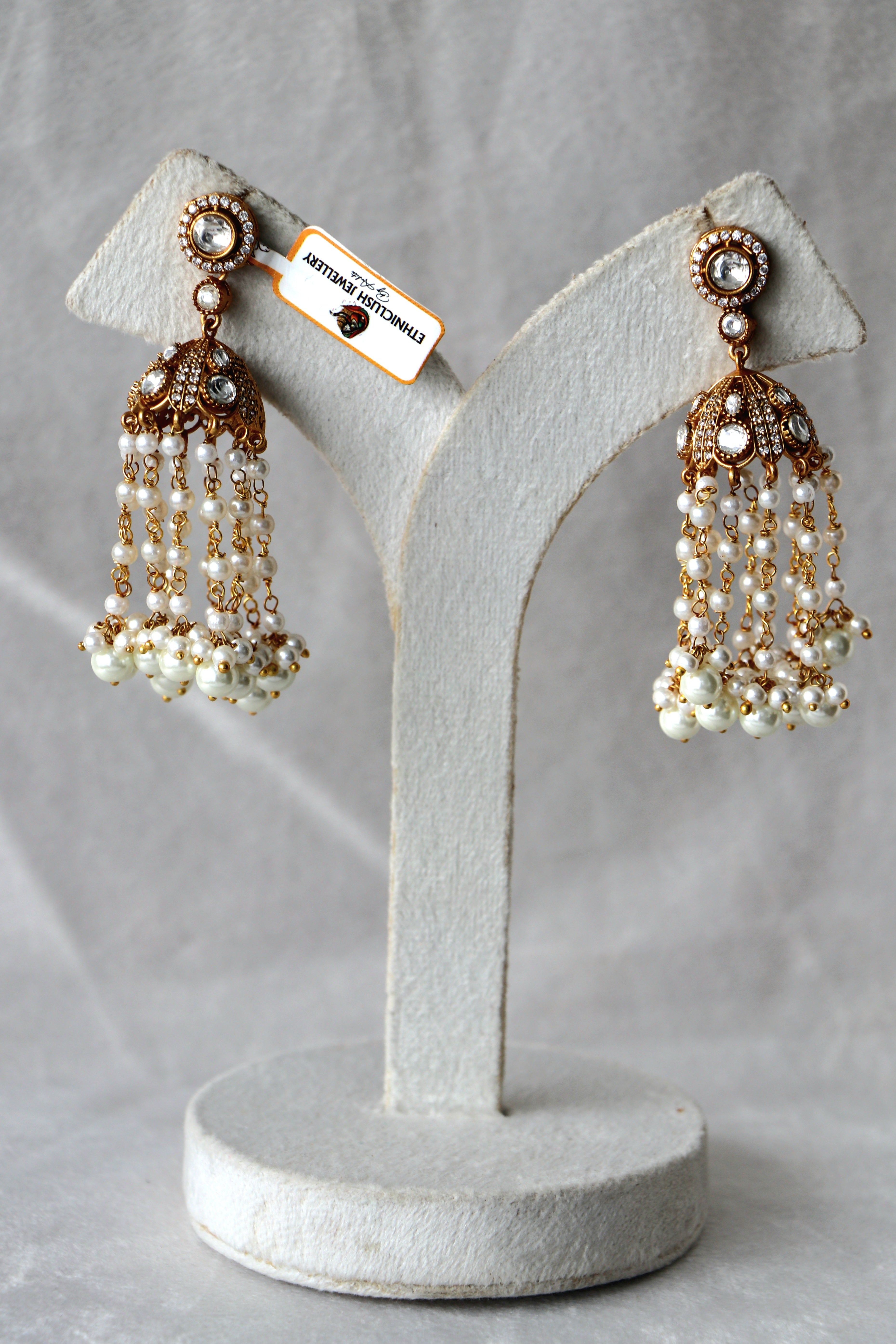 Pearl Cascade Kundan Earrings