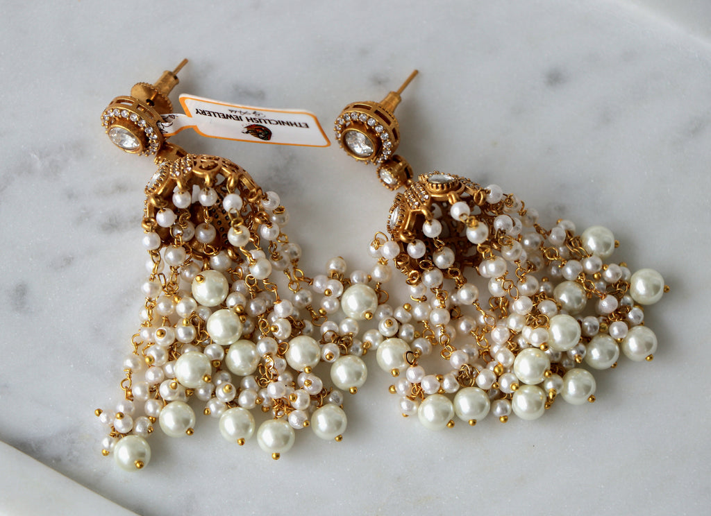 Pearl Cascade Kundan Earrings