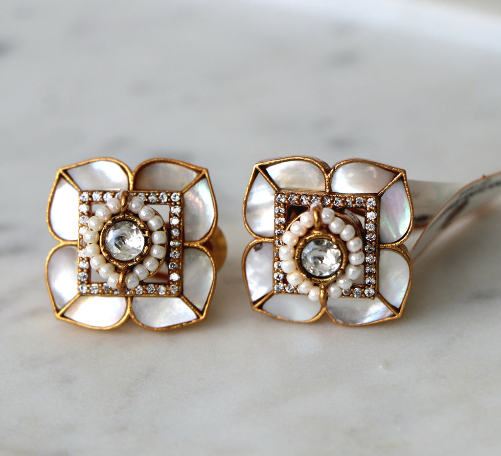 Moonstone Bloom Stud Earrings
