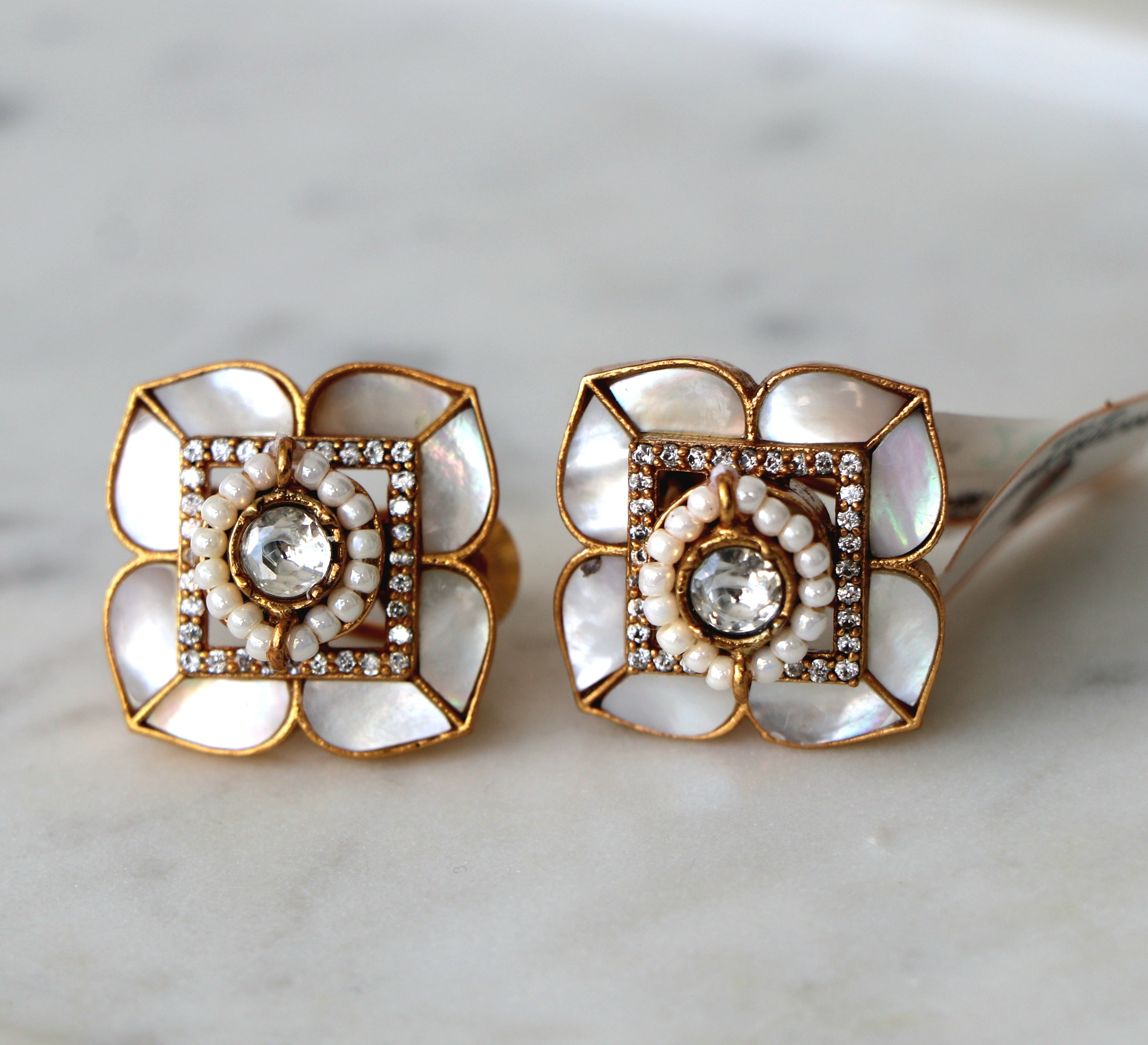 Moonstone Bloom Stud Earrings