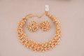 Handwoven Brass Pearl Choker Necklace Set