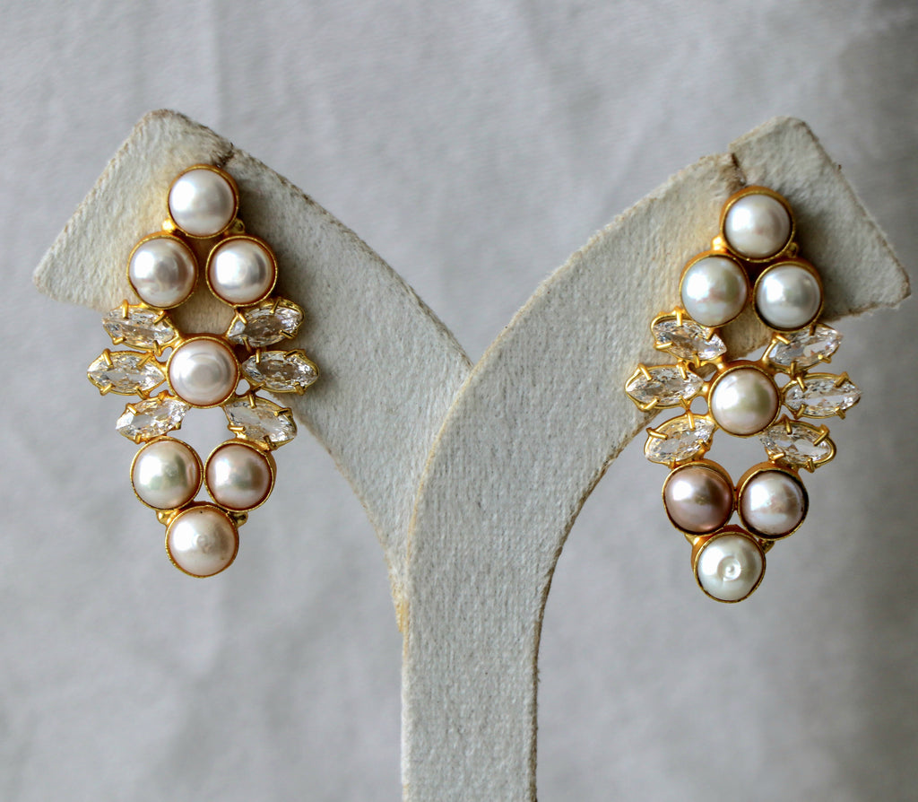 Pearl  Crystal Cascade Earrings