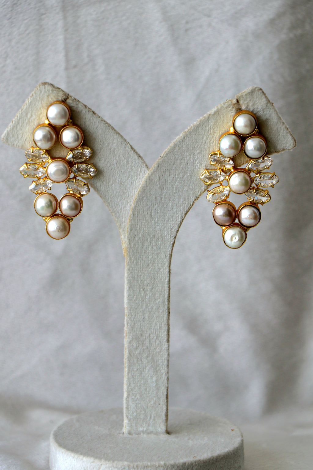Pearl  Crystal Cascade Earrings