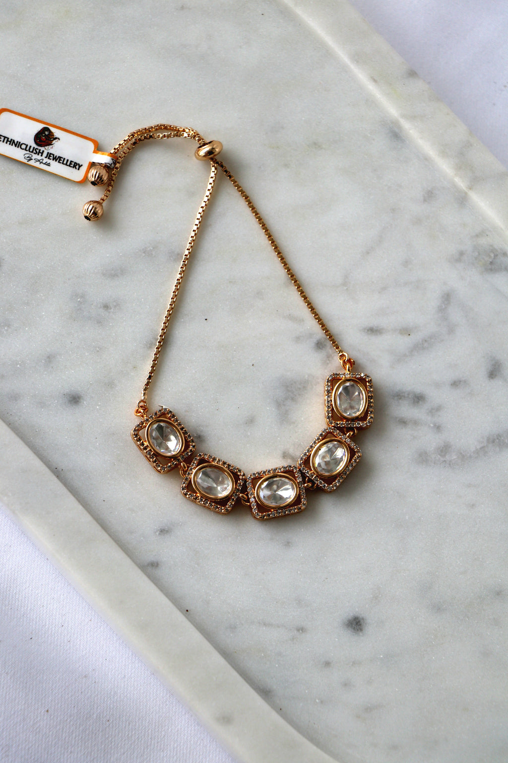 Geometric Kundan Adjustable Bracelet