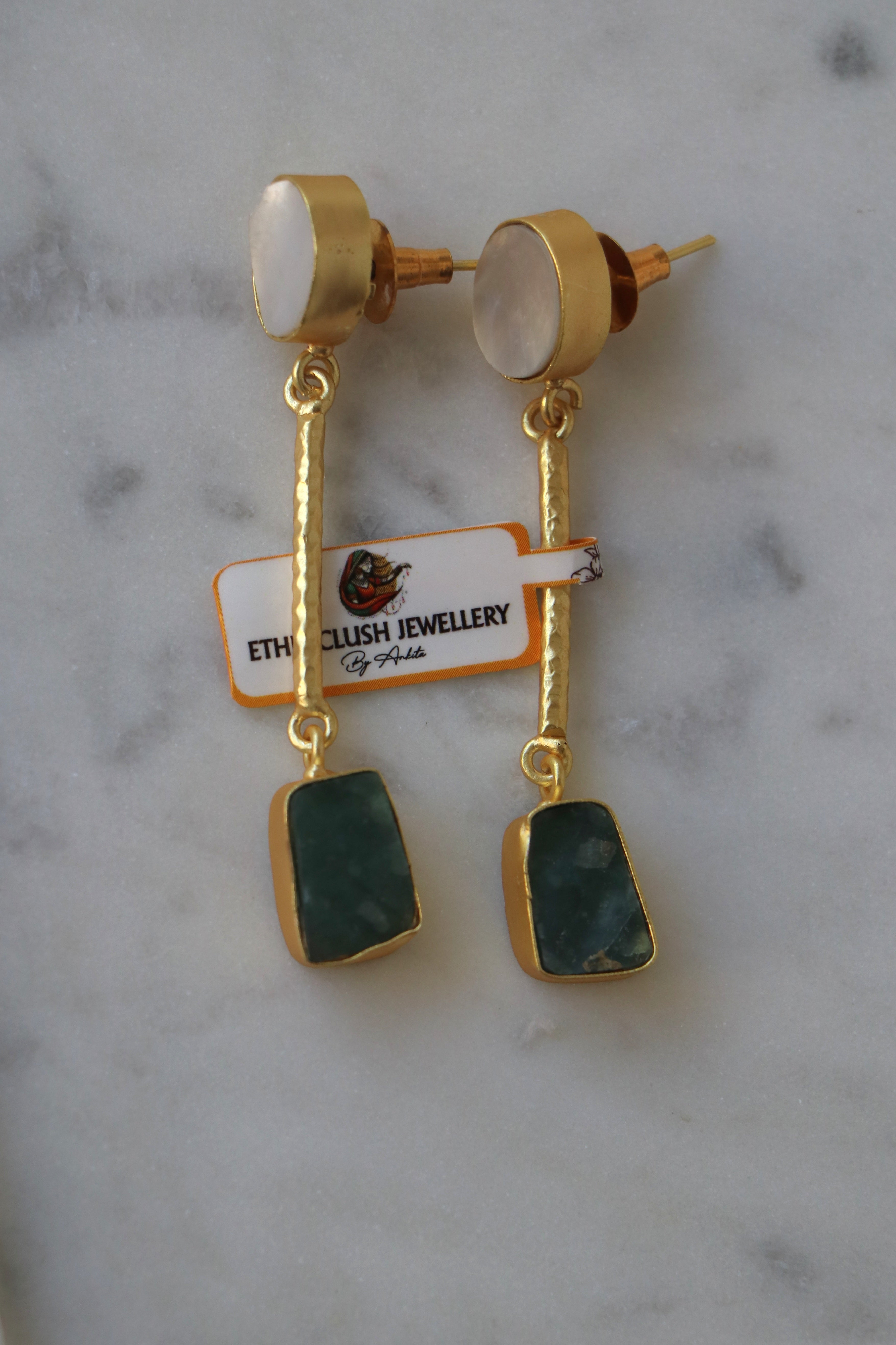 Drop Raw Stone Earrings