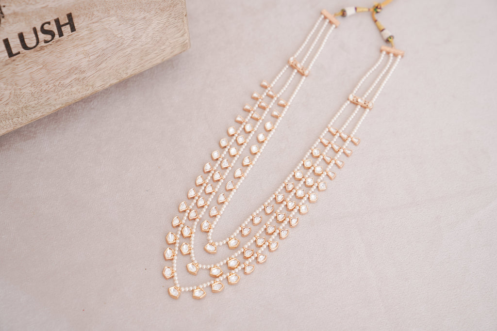 Pearl Strand Polki Layered Necklace