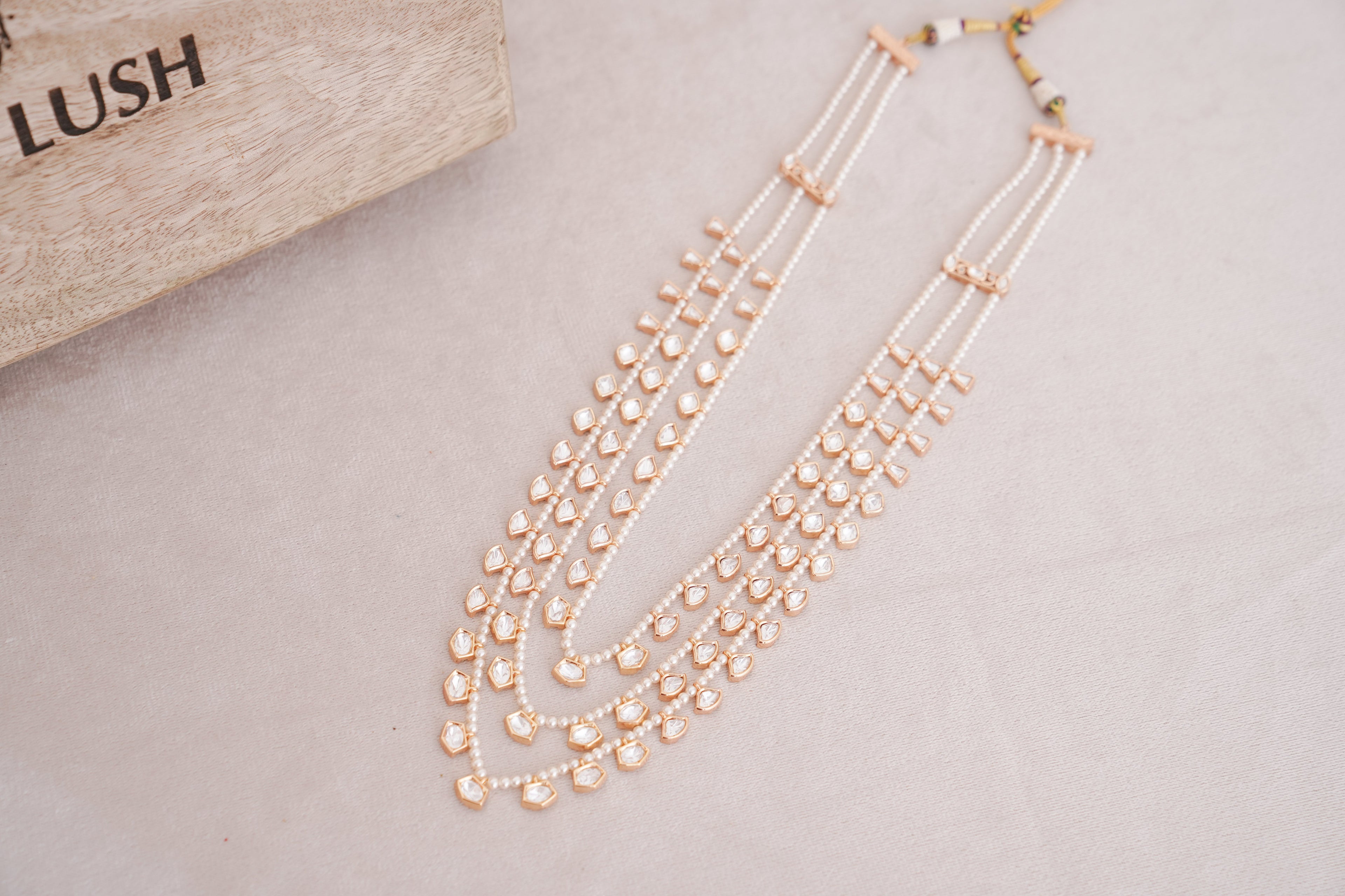 Pearl Strand Polki Layered Necklace