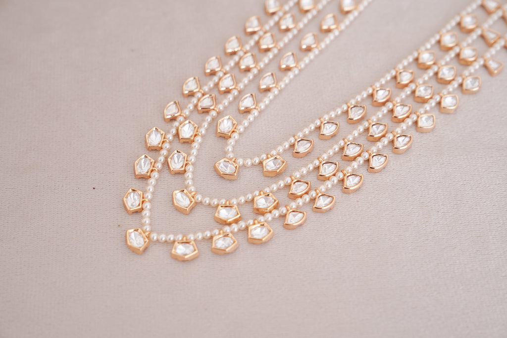 Pearl Strand Polki Layered Necklace