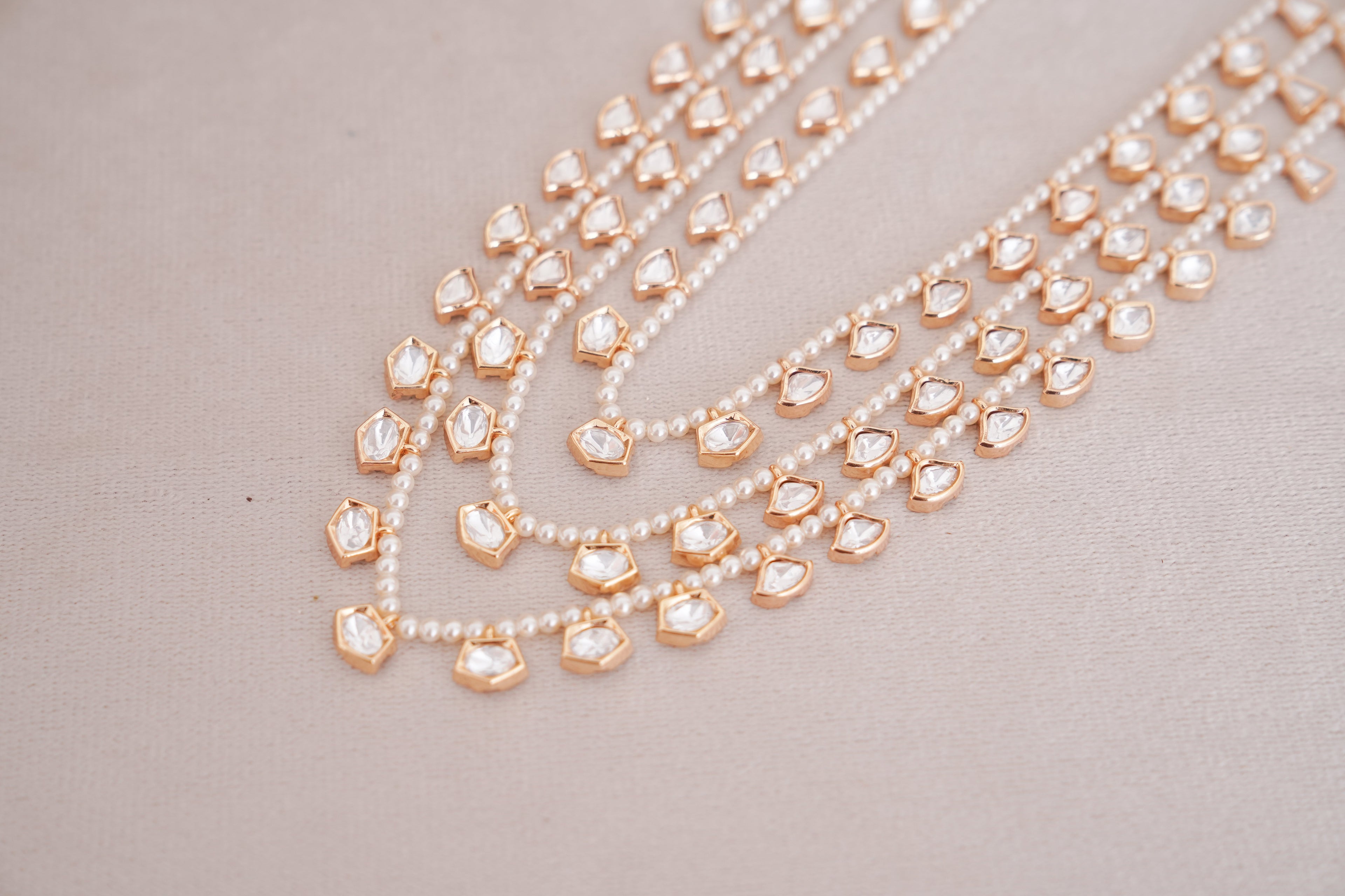 Pearl Strand Polki Layered Necklace
