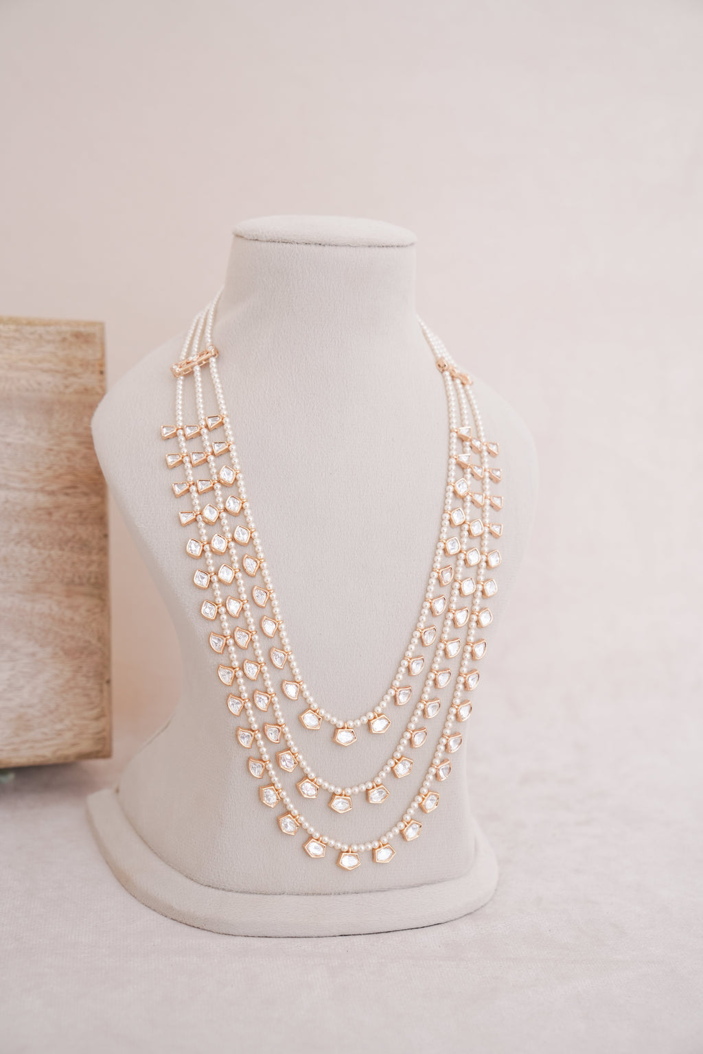 Pearl Strand Polki Layered Necklace
