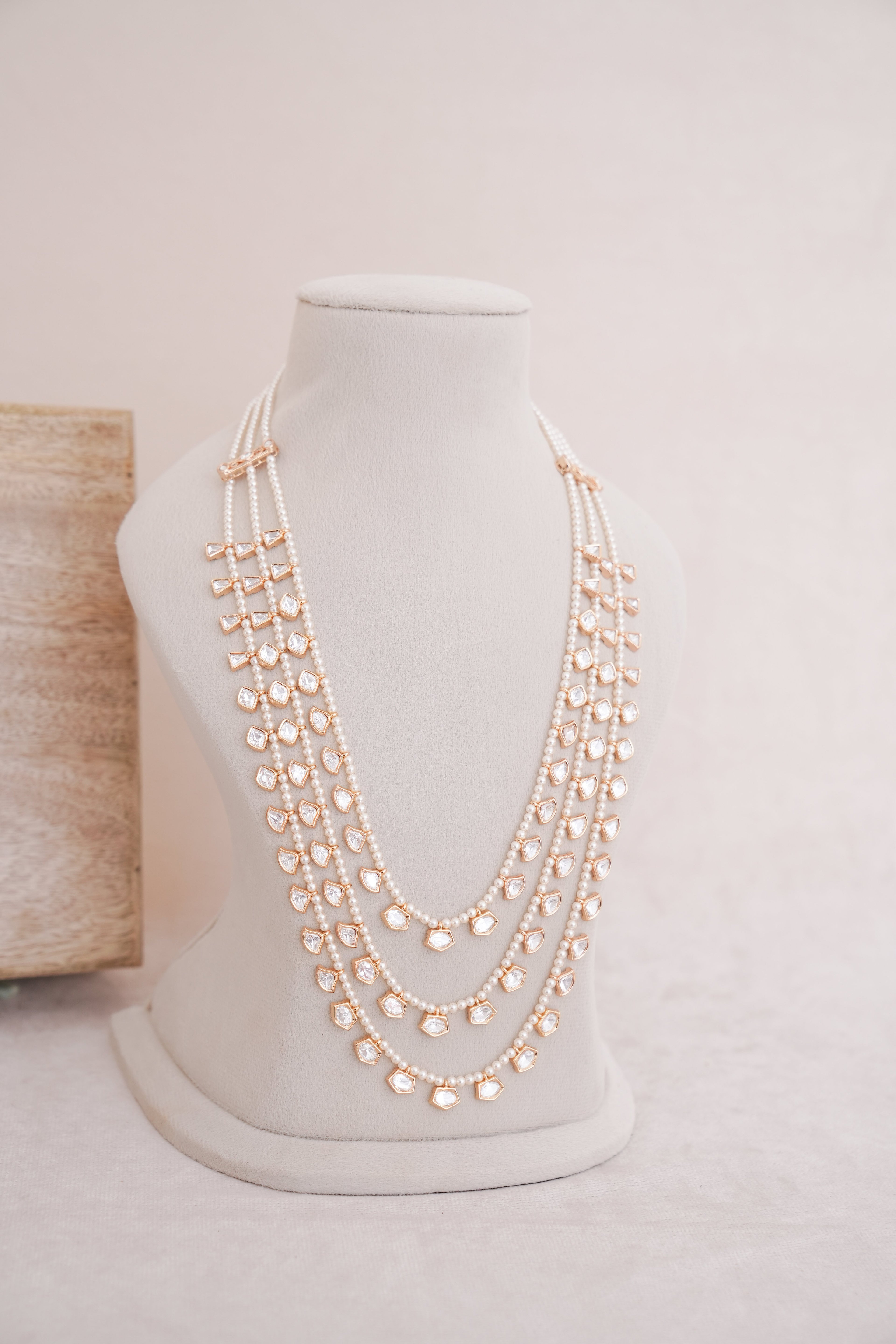 Pearl Strand Polki Layered Necklace