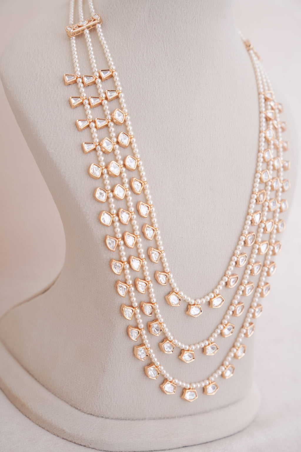 Pearl Strand Polki Layered Necklace