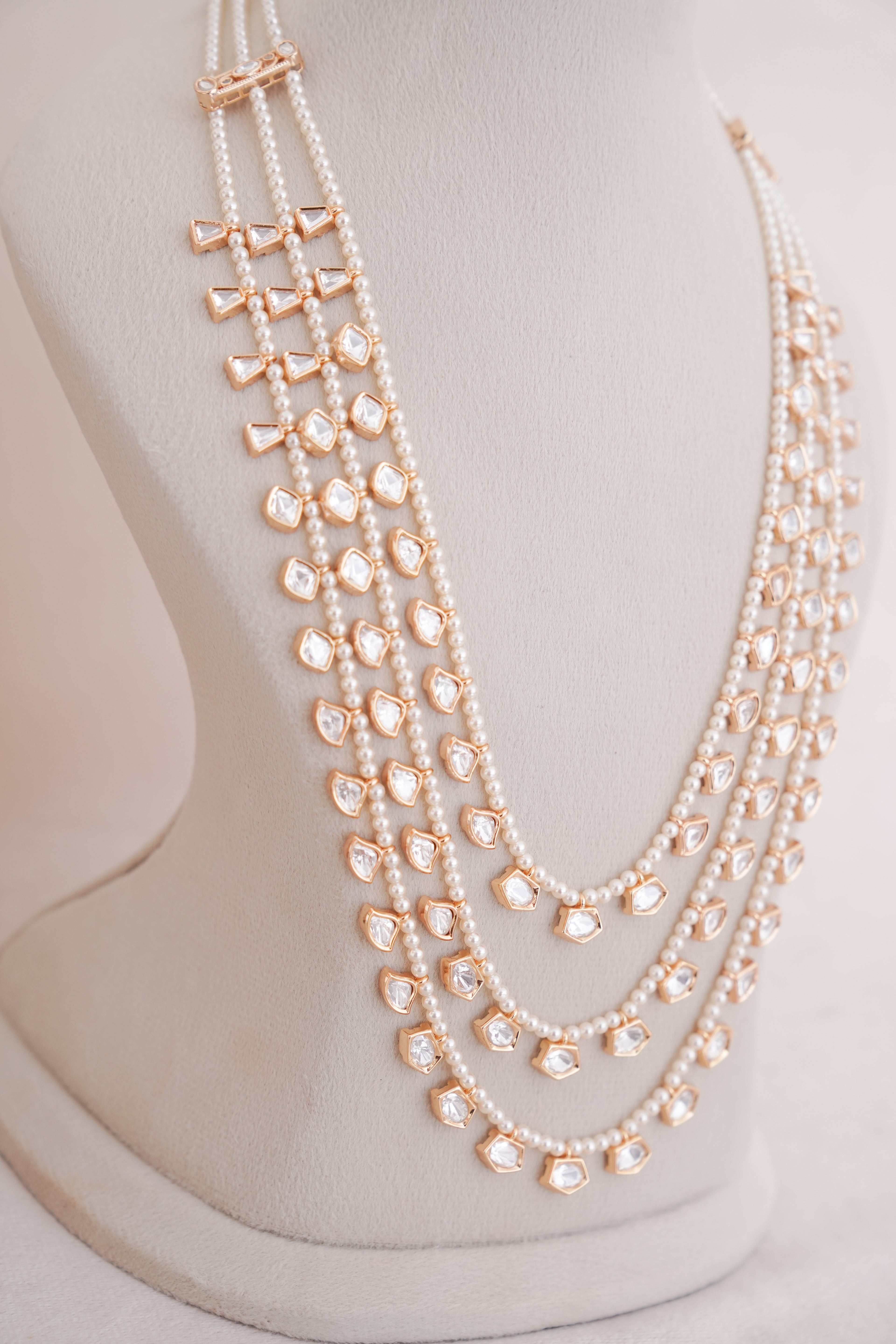 Pearl Strand Polki Layered Necklace