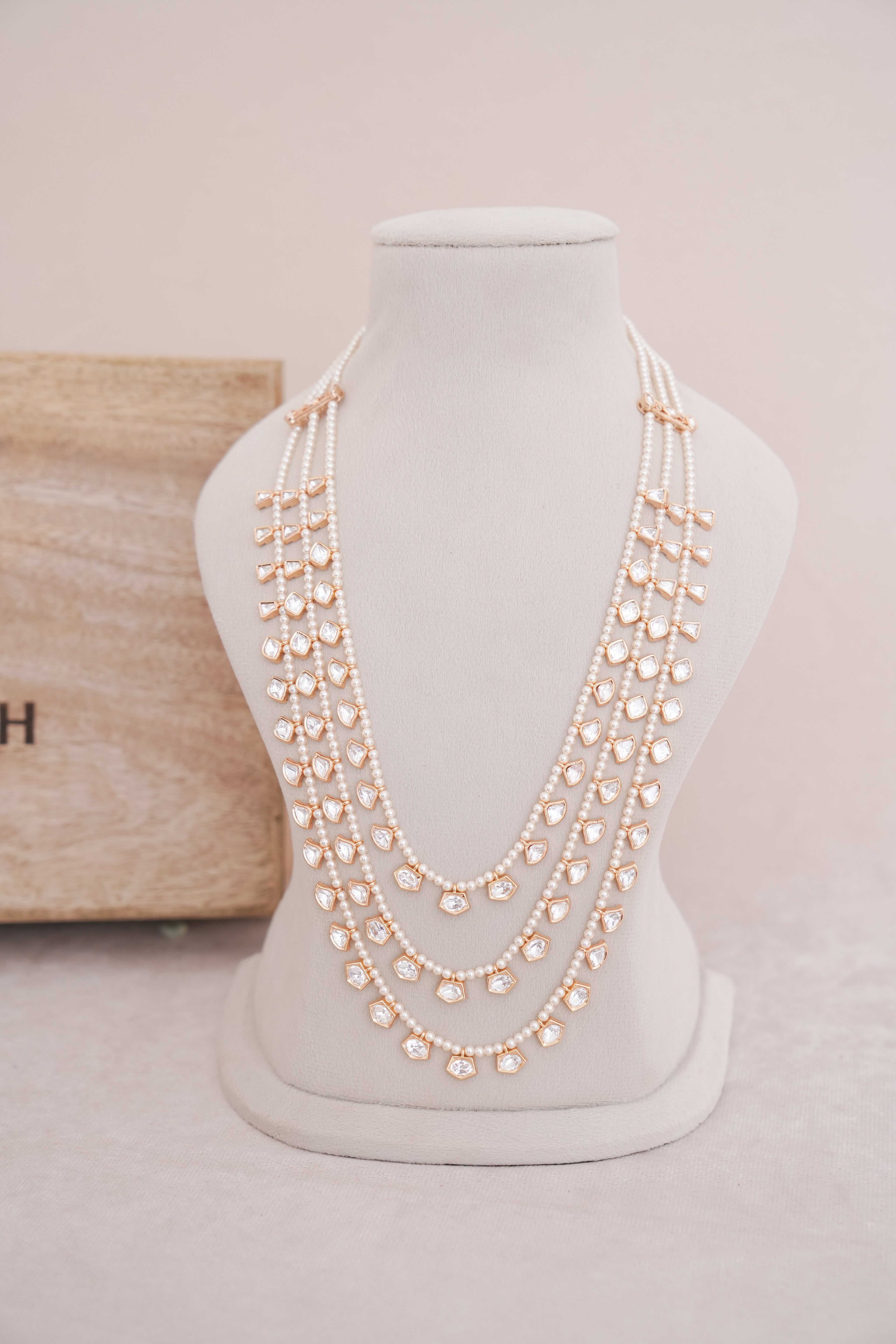Pearl Strand Polki Layered Necklace