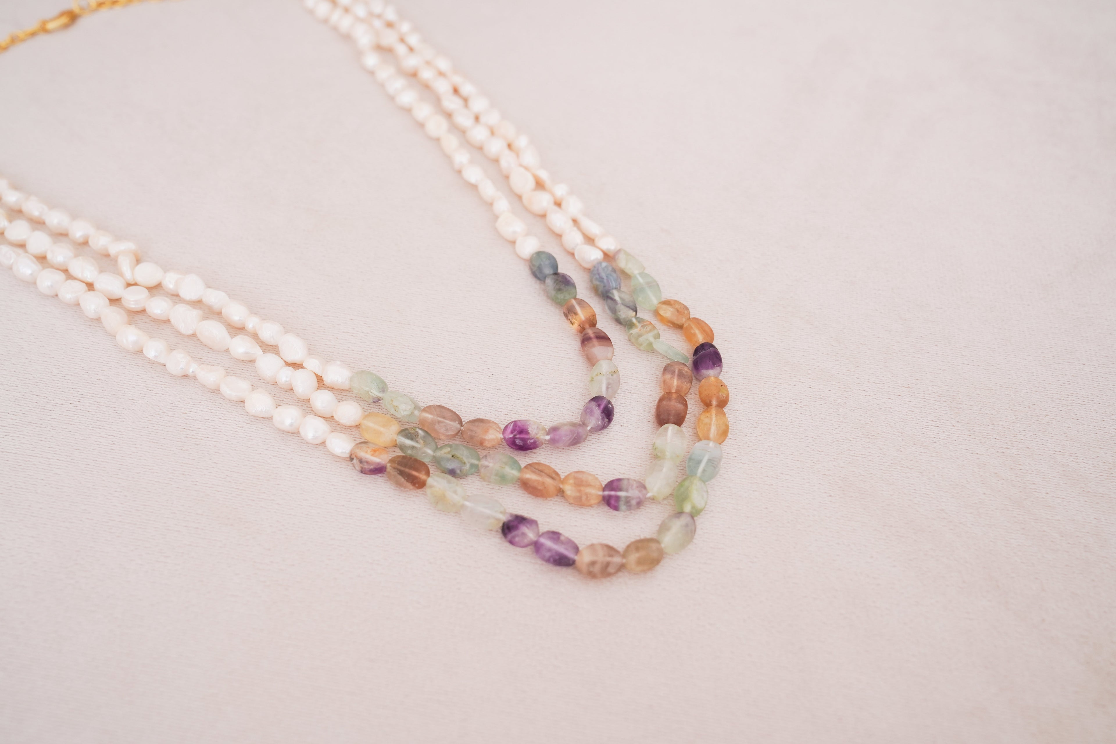 Artisan Layered Pearl & Natural Gemstone Necklace
