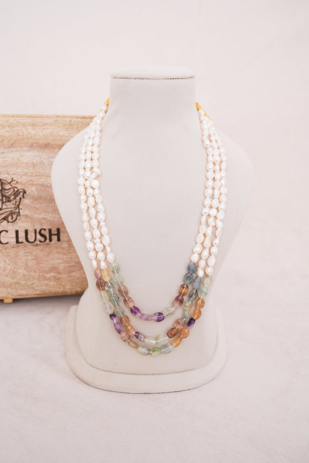 Artisan Layered Pearl & Natural Gemstone Necklace