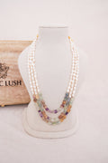 Artisan Layered Pearl & Natural Gemstone Necklace