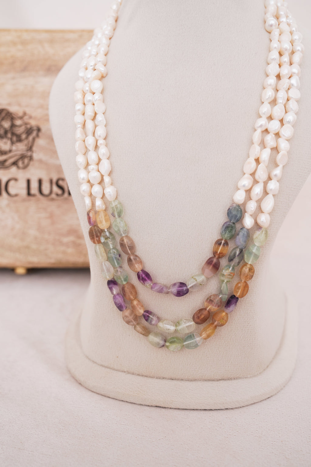 Artisan Layered Pearl & Natural Gemstone Necklace