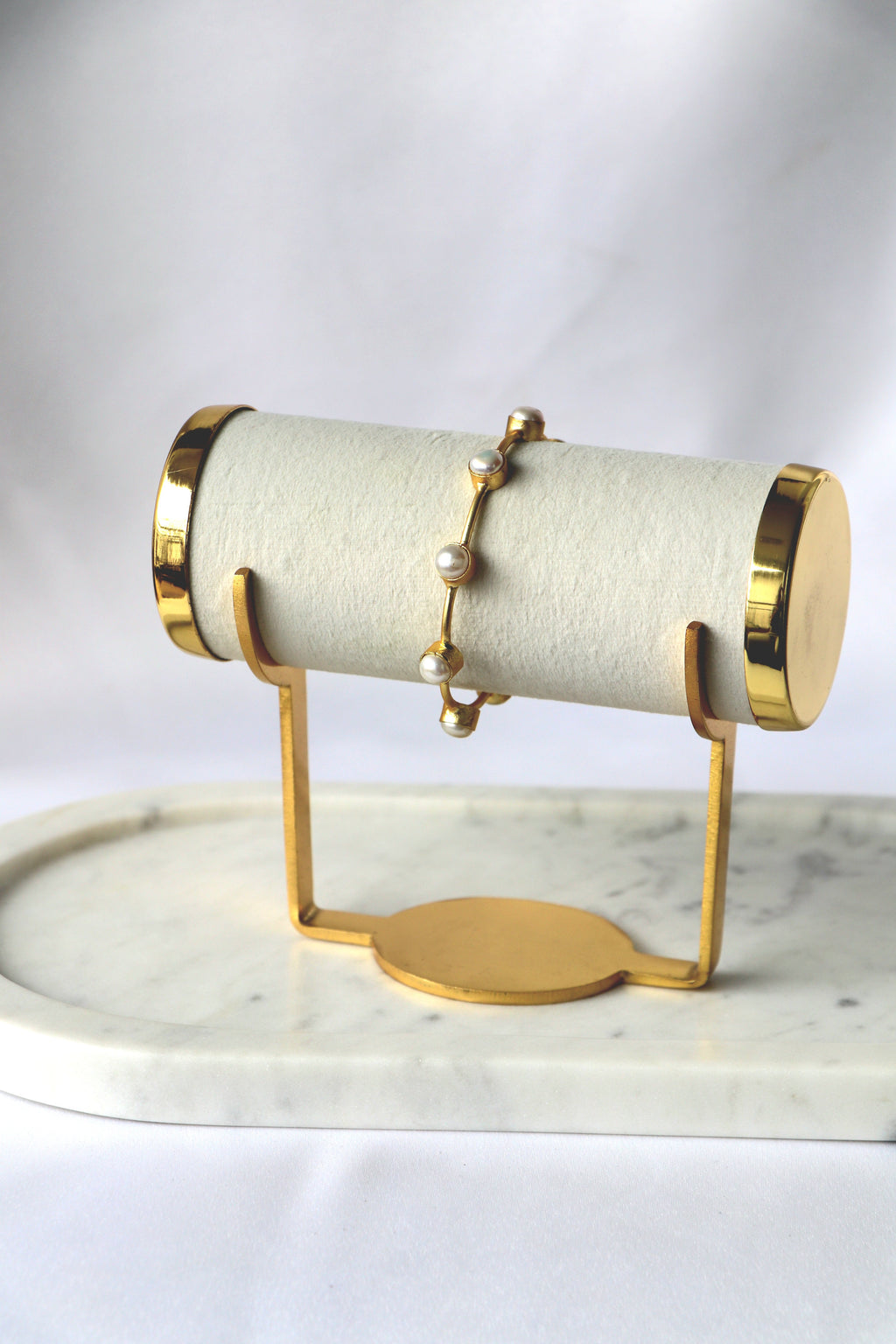 Contemporary Minimalist Pearl Open Cuff Bracelet