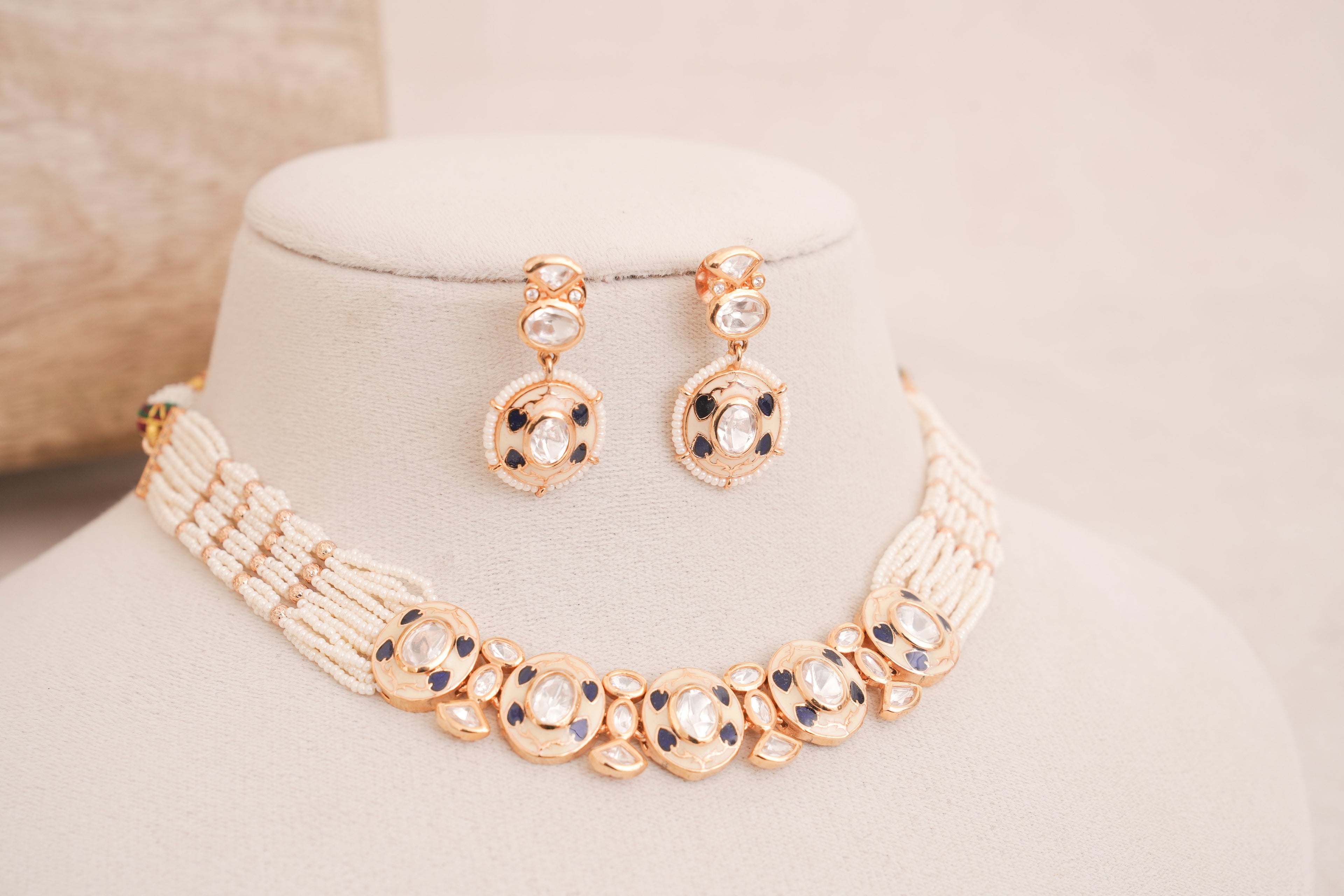 Regal Black Meenakari Kundan Pearl Piroyi Choker Set