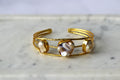 Baroque Pearl Triple Stone Open Cuff Bracelet
