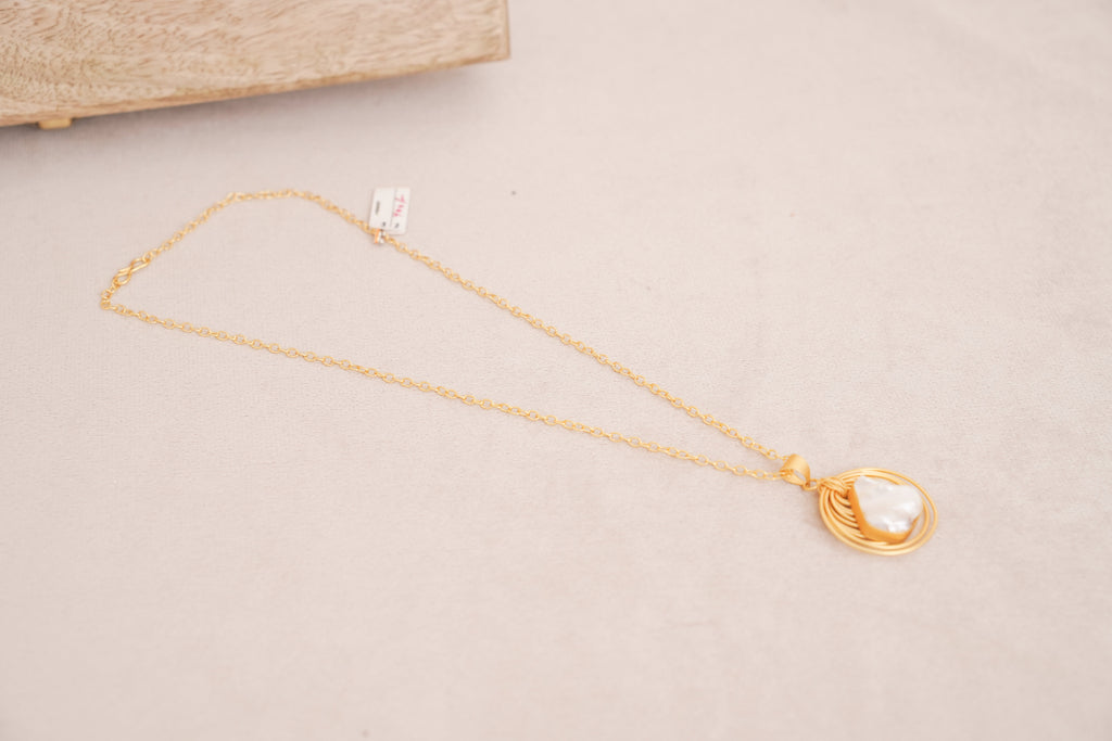 Pearl Wave Pendant Necklace