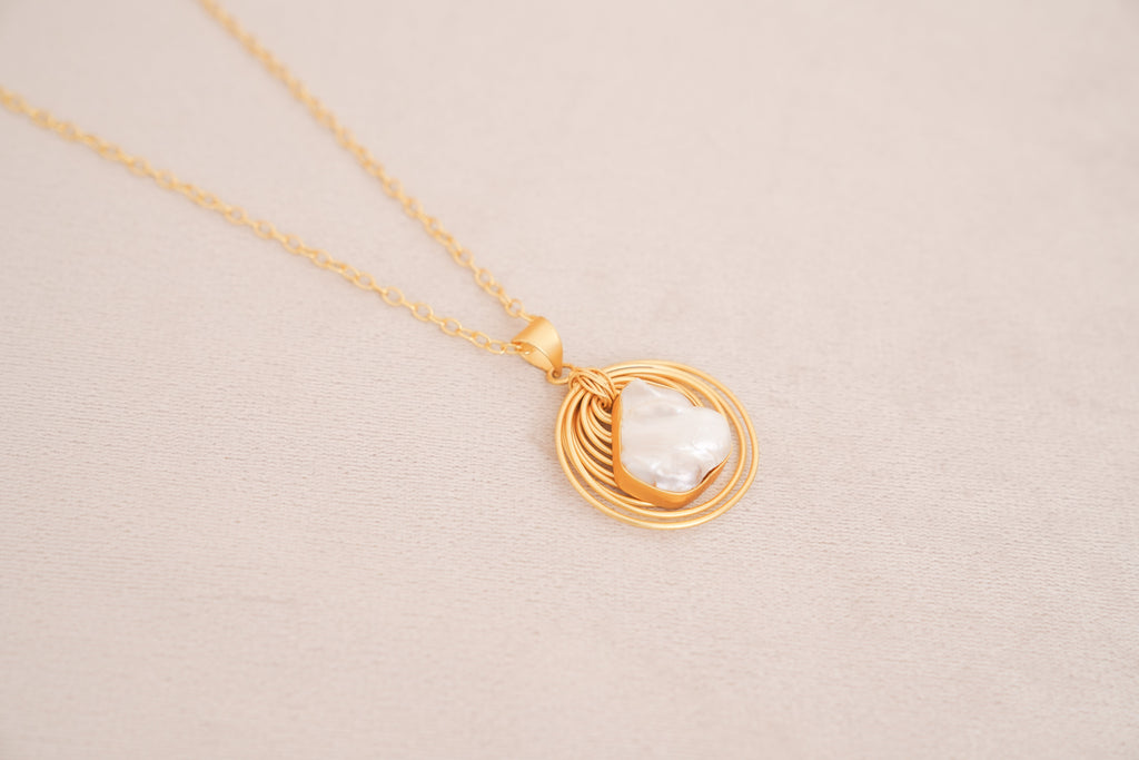 Pearl Wave Pendant Necklace