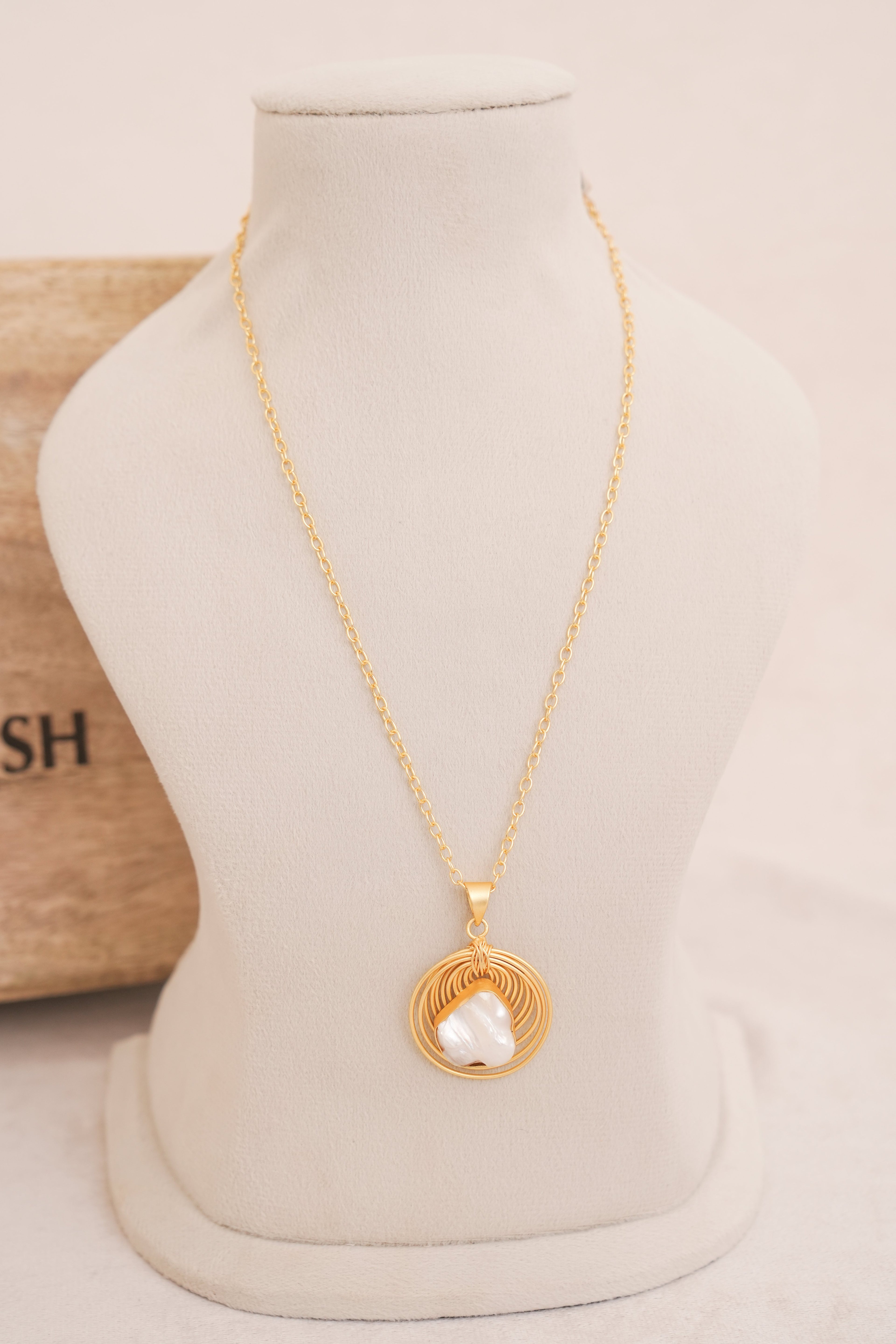 Pearl Wave Pendant Necklace