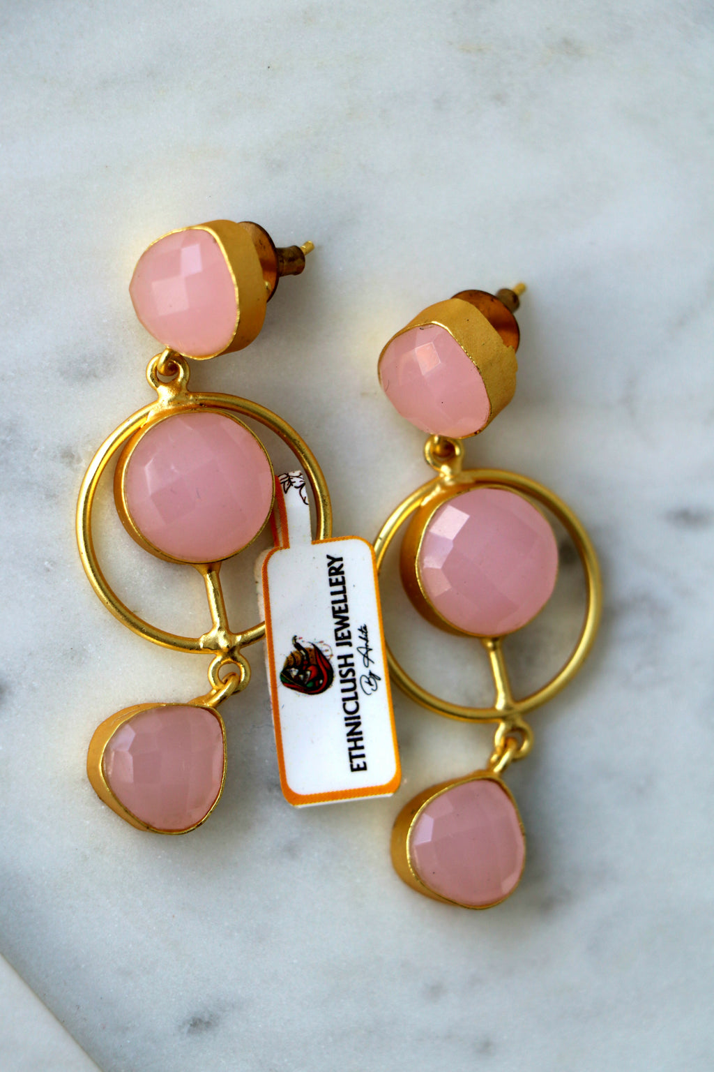 Pink Cascade Gemstone Earrings