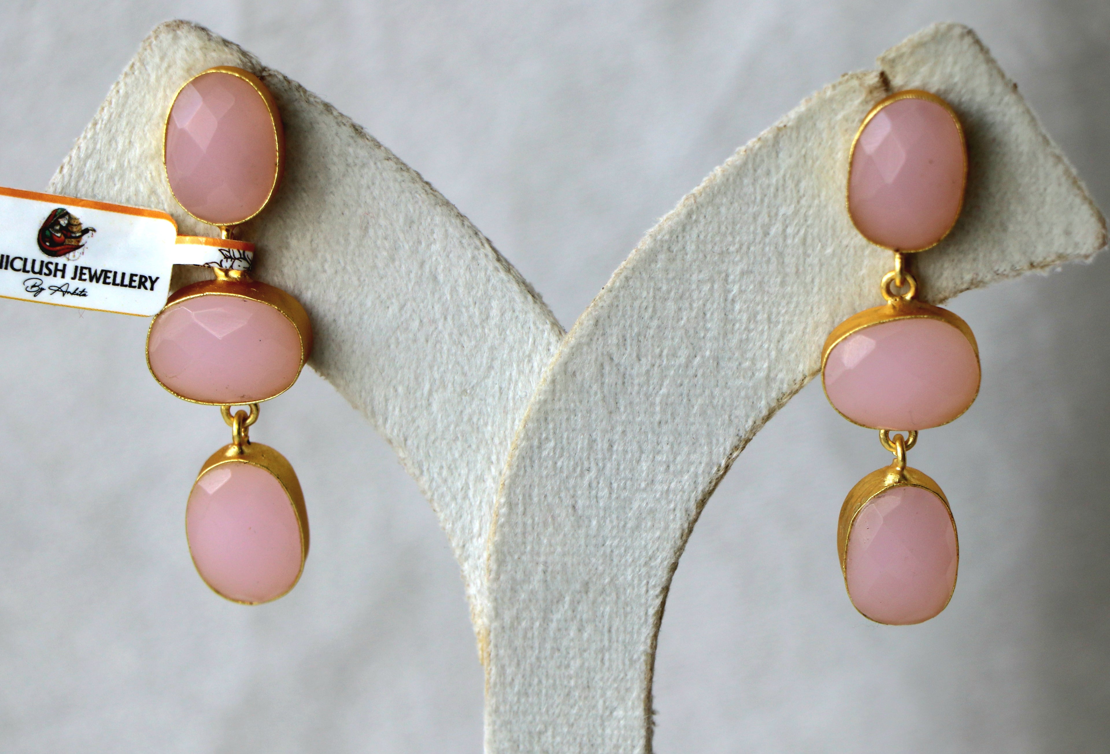 Pink Faceted Cascade Earrings