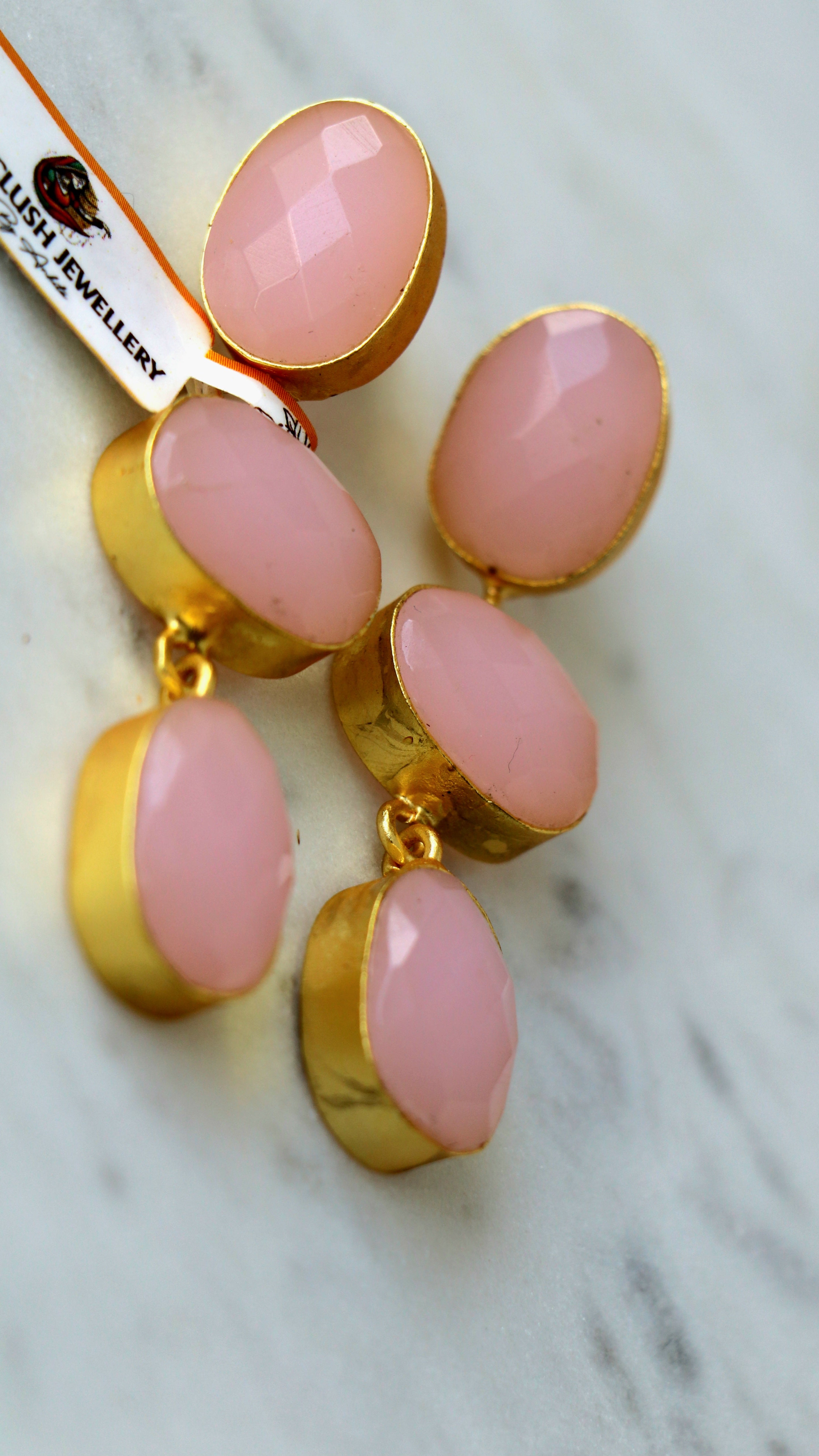 Pink Faceted Cascade Earrings