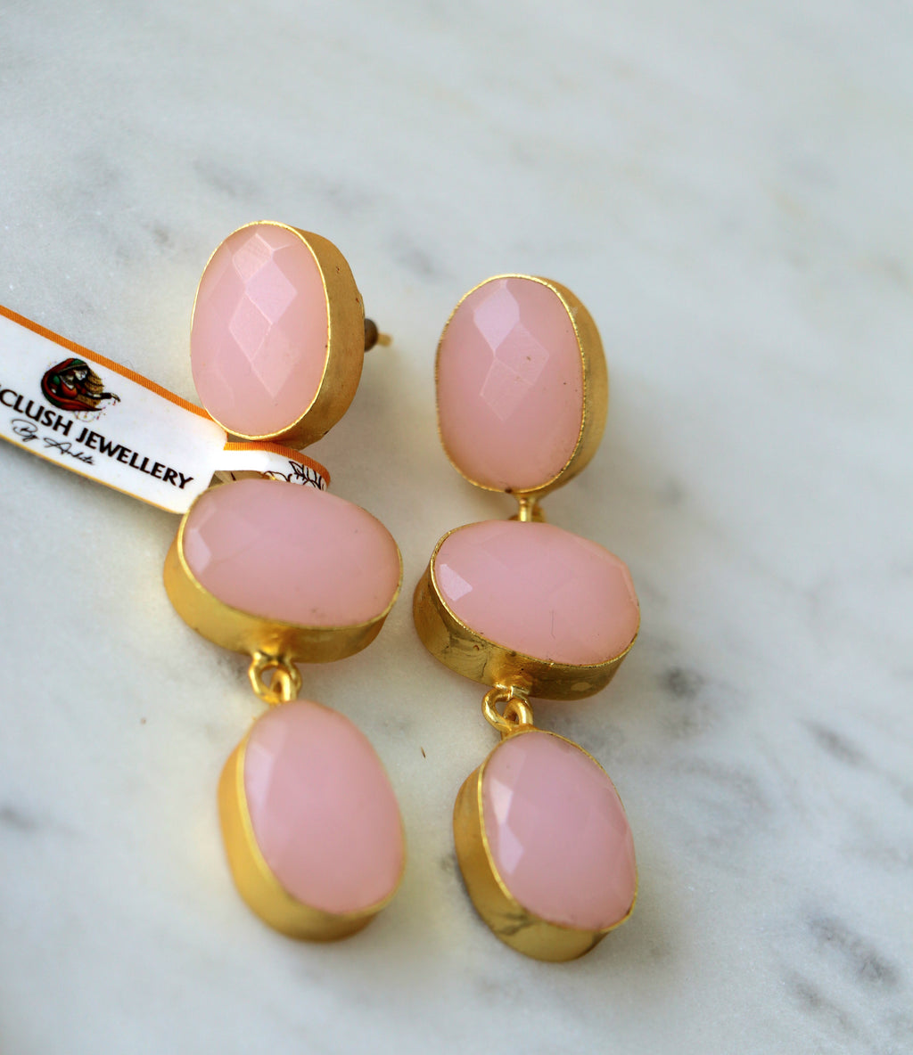 Pink Faceted Cascade Earrings