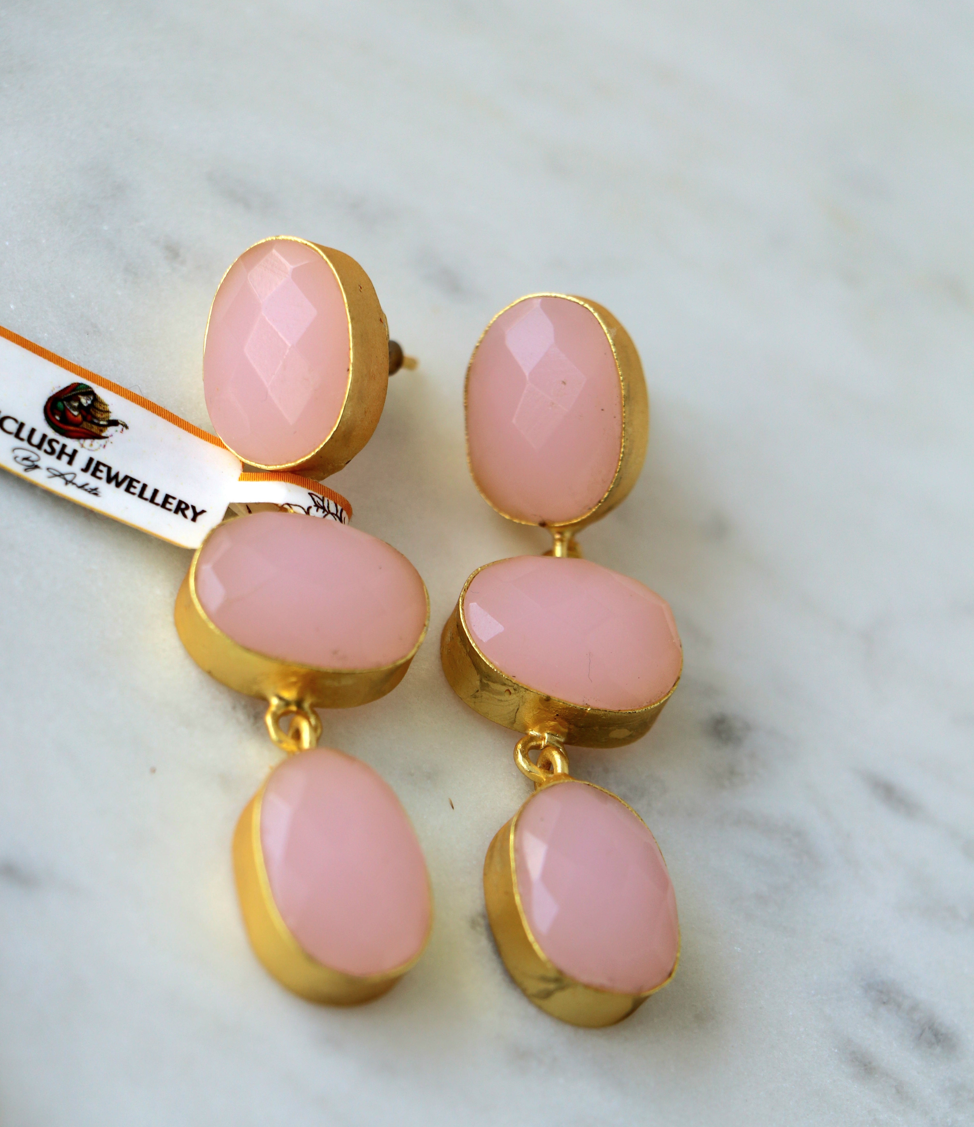 Pink Faceted Cascade Earrings