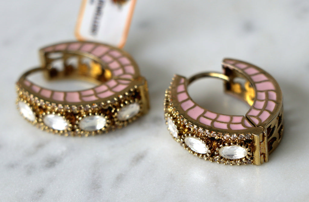 Pink Grid Radiance Hoop Earrings