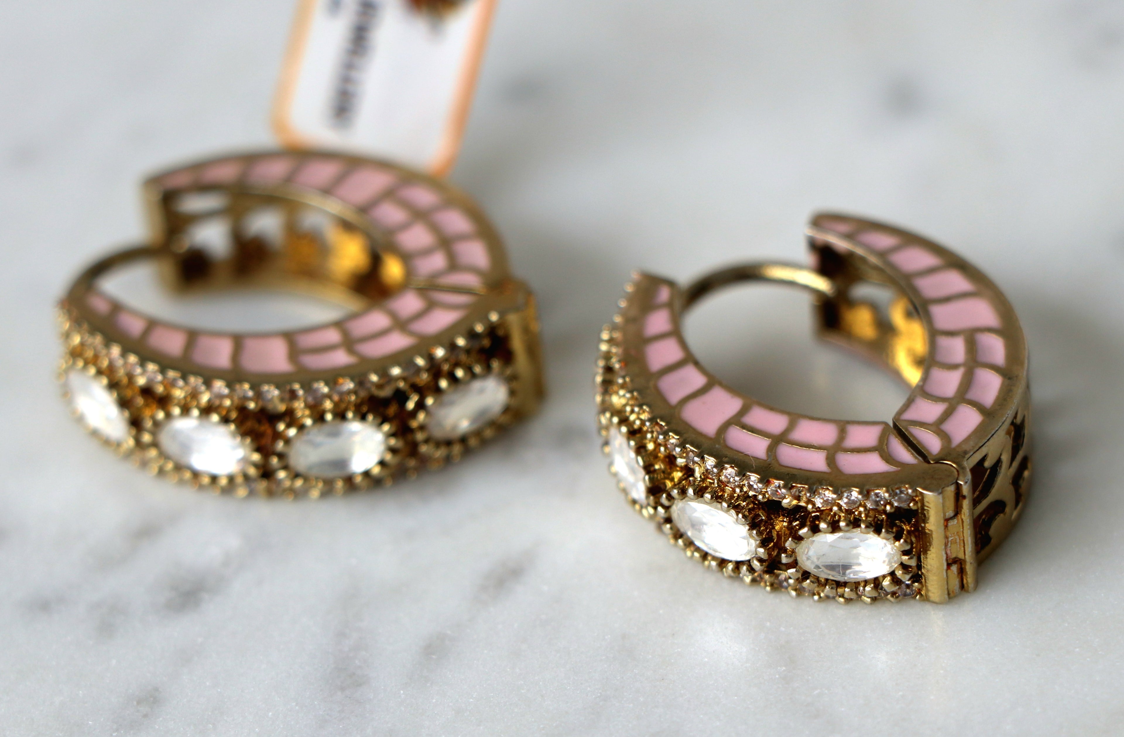 Pink Grid Radiance Hoop Earrings