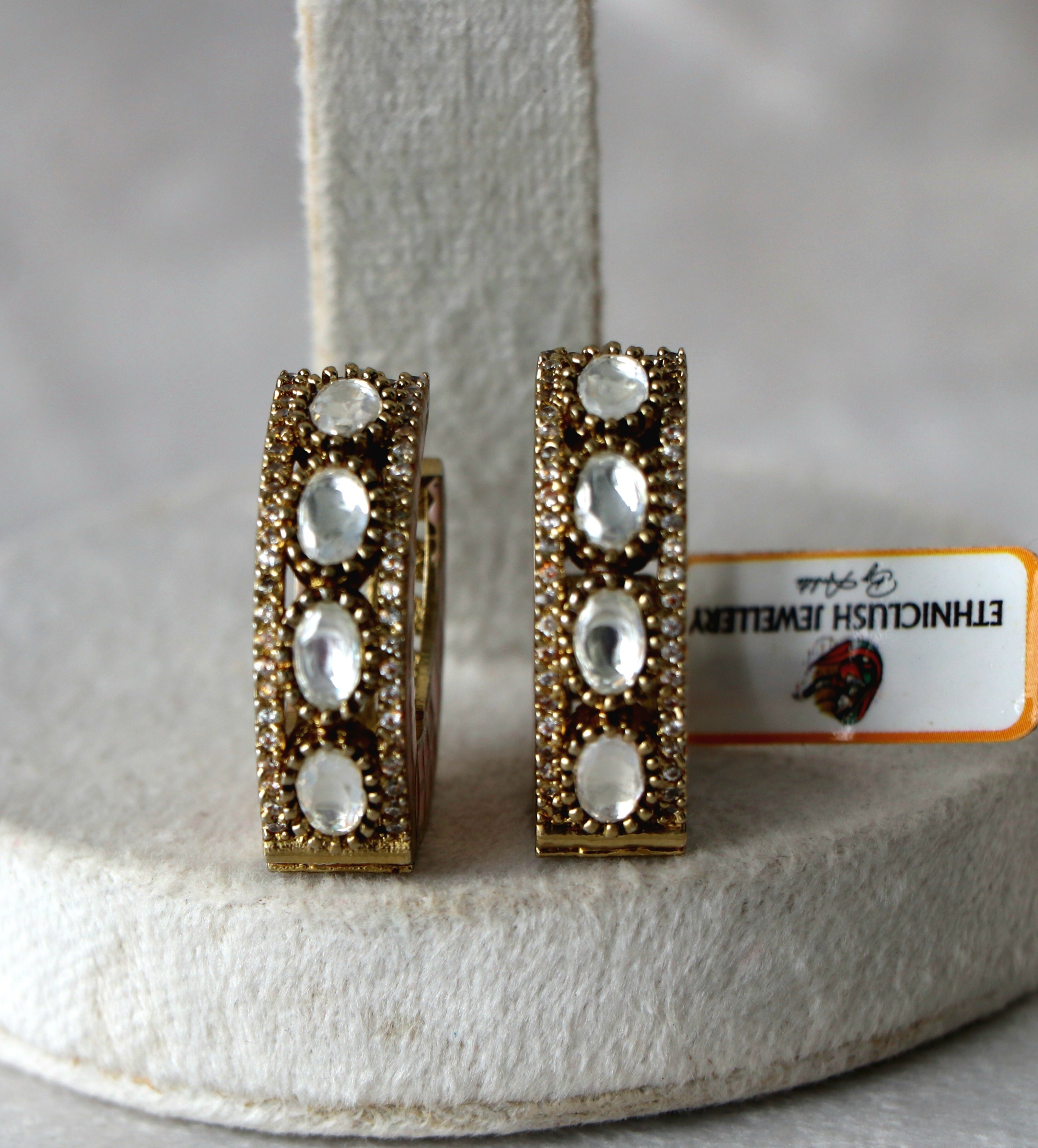 Pink Grid Radiance Hoop Earrings