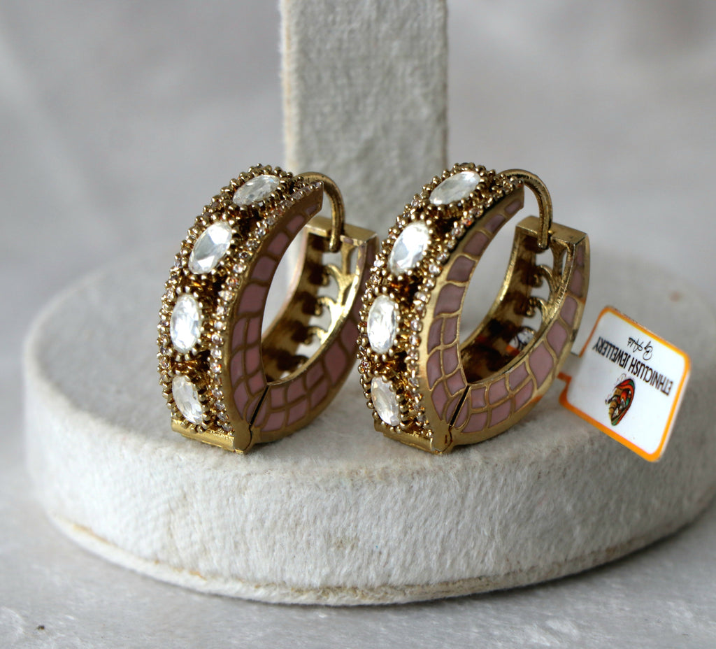 Pink Grid Radiance Hoop Earrings