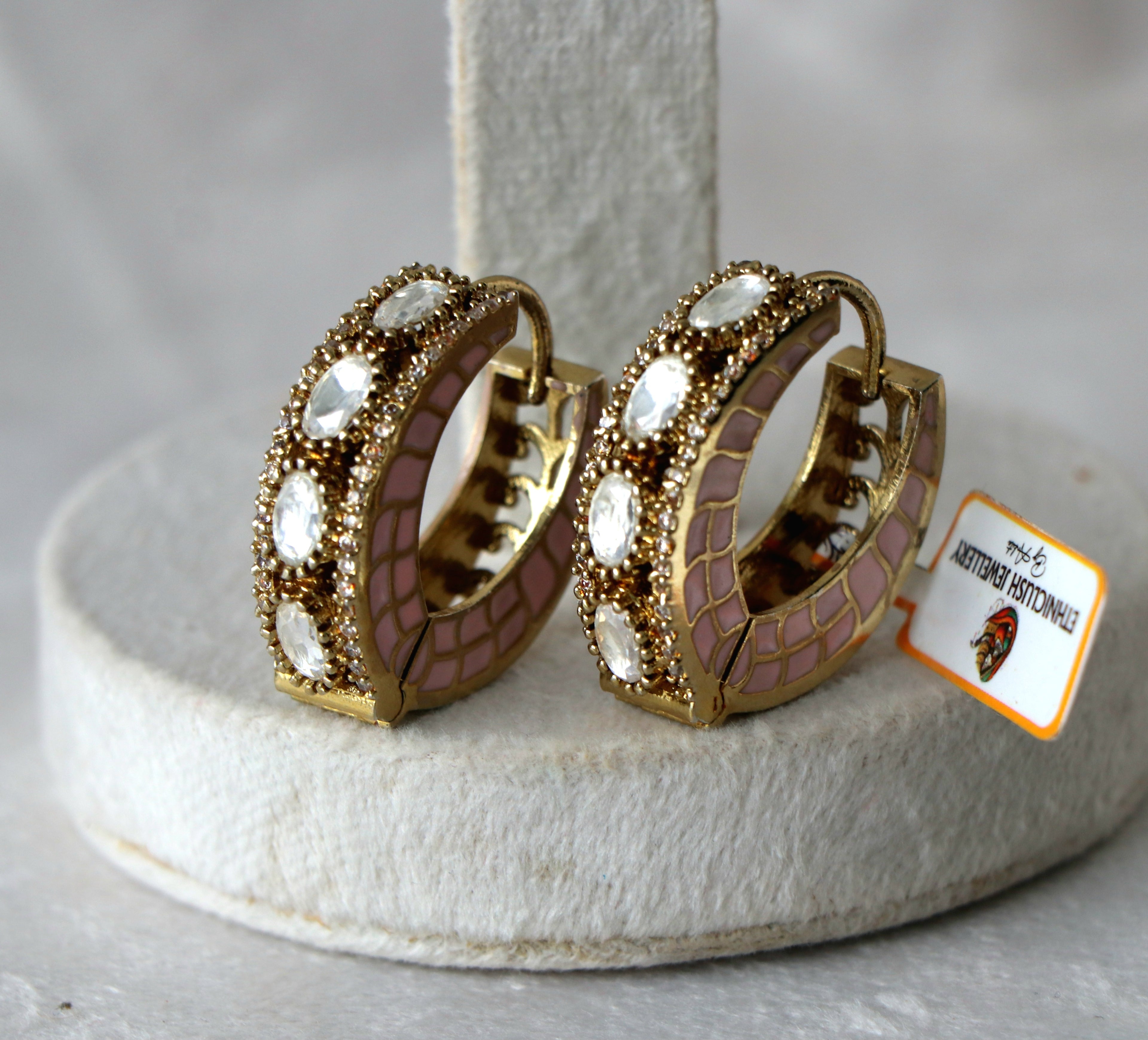 Pink Grid Radiance Hoop Earrings