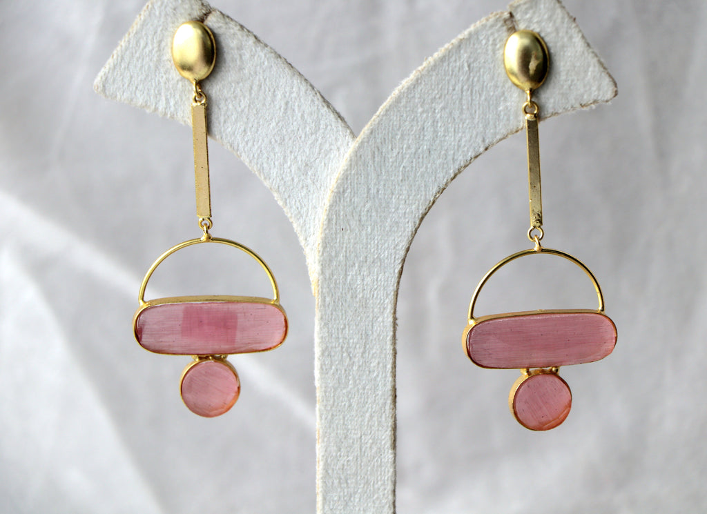 Pink Horizon Geometric Earrings