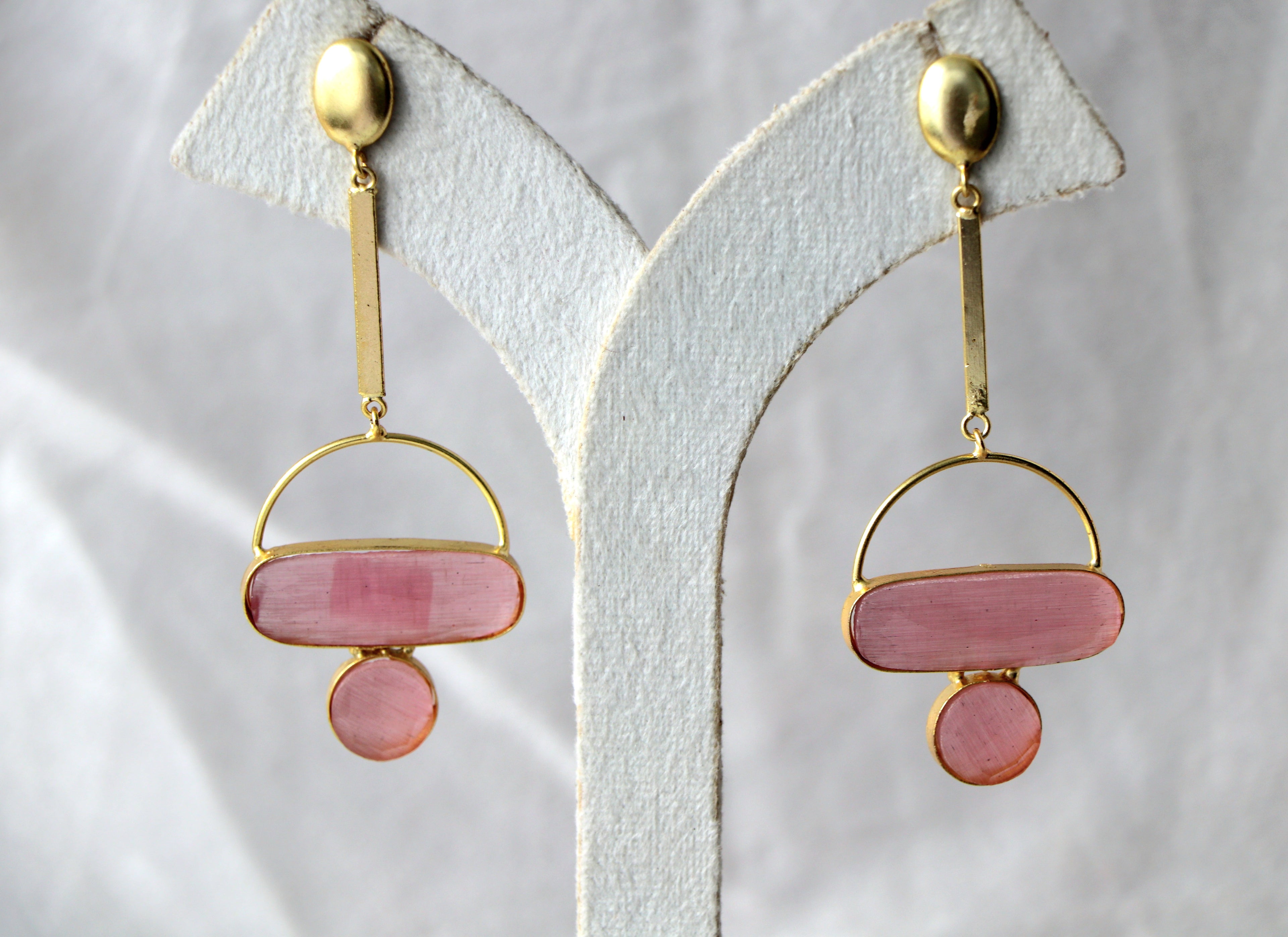 Pink Horizon Geometric Earrings