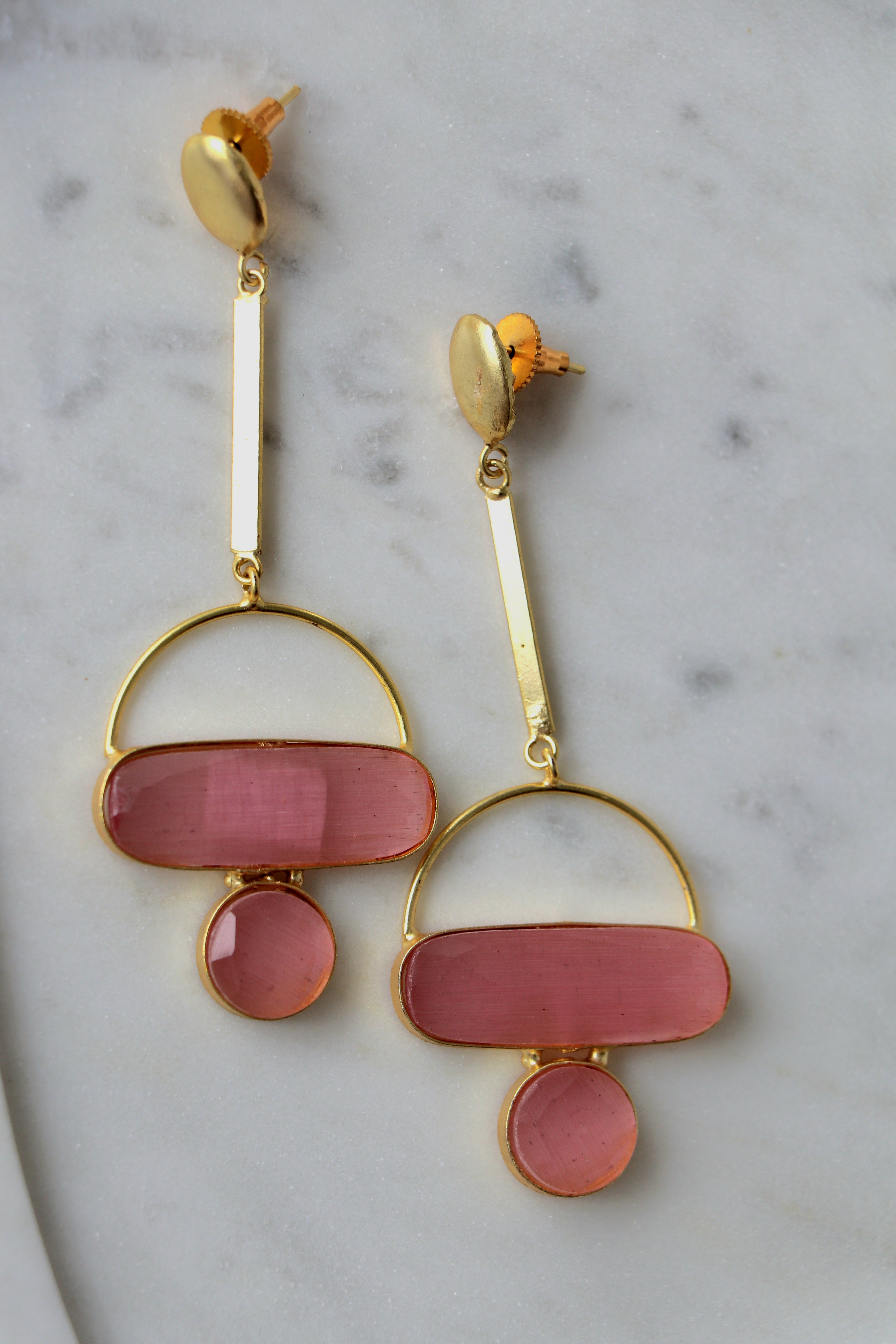 Pink Horizon Geometric Earrings