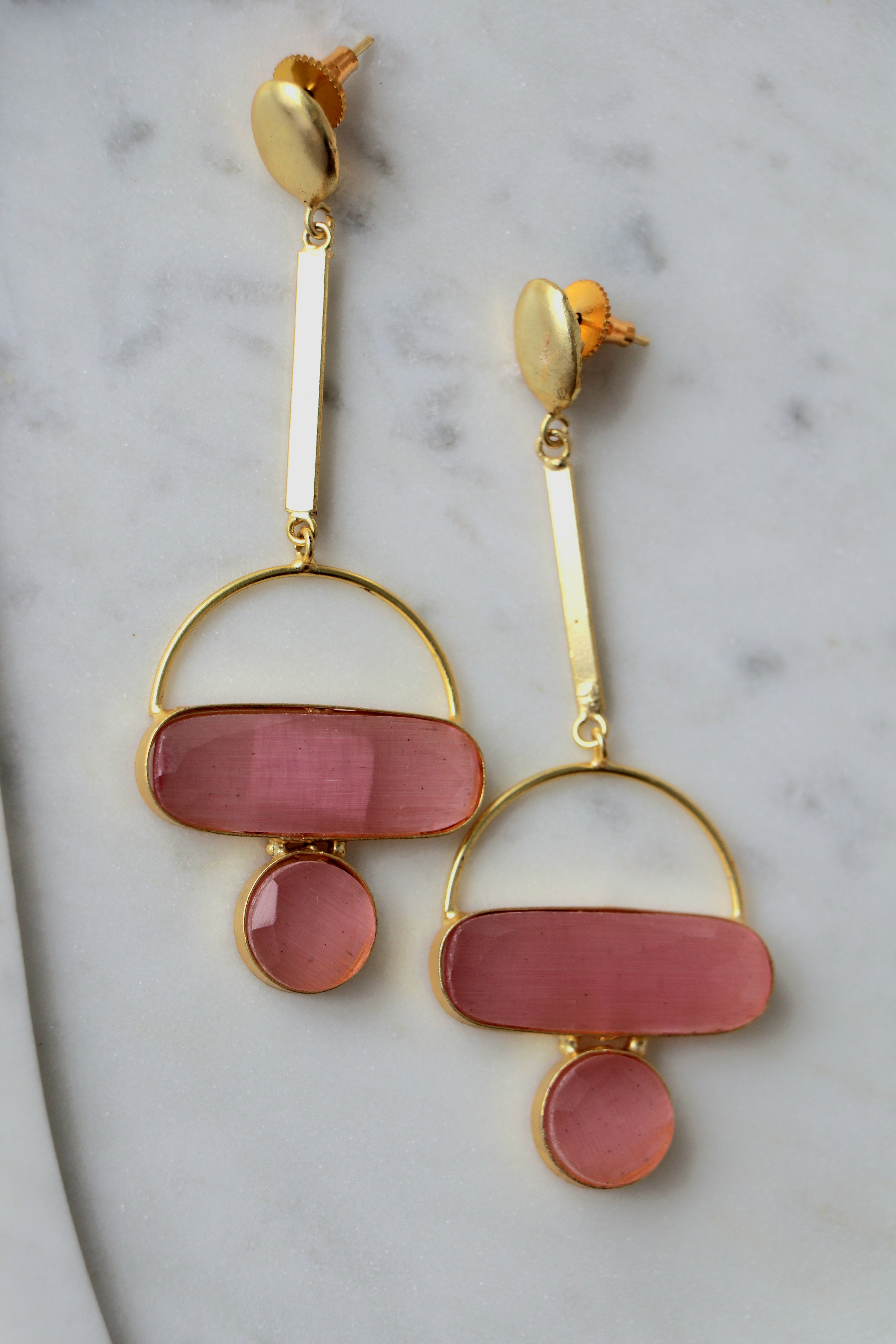 Pink Horizon Geometric Earrings