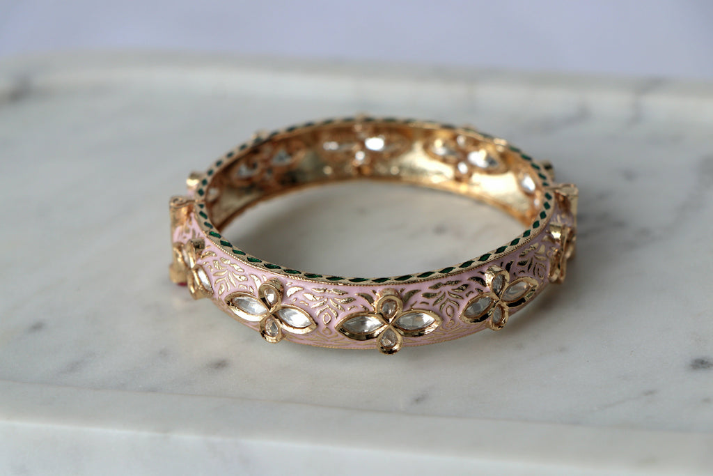 Pink Meenakari Kundan Floral Bangle